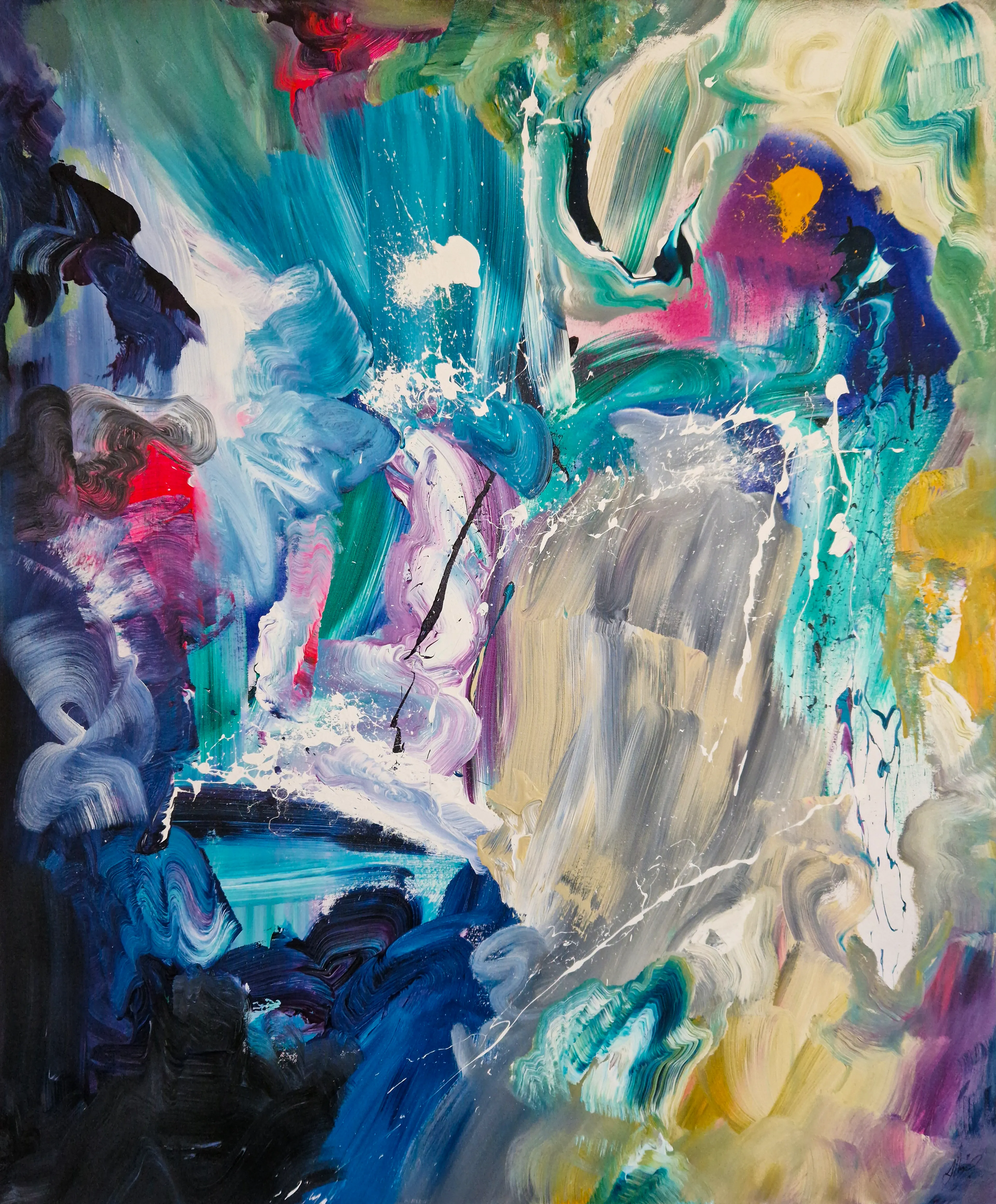 "Just Like Music..."
1/1
2022

Original painting 120x100x6cms
Mixed media on deep edged canvas.

A private commission for Simon and Laura, inspired by the track "Music" by Erick Sermon.