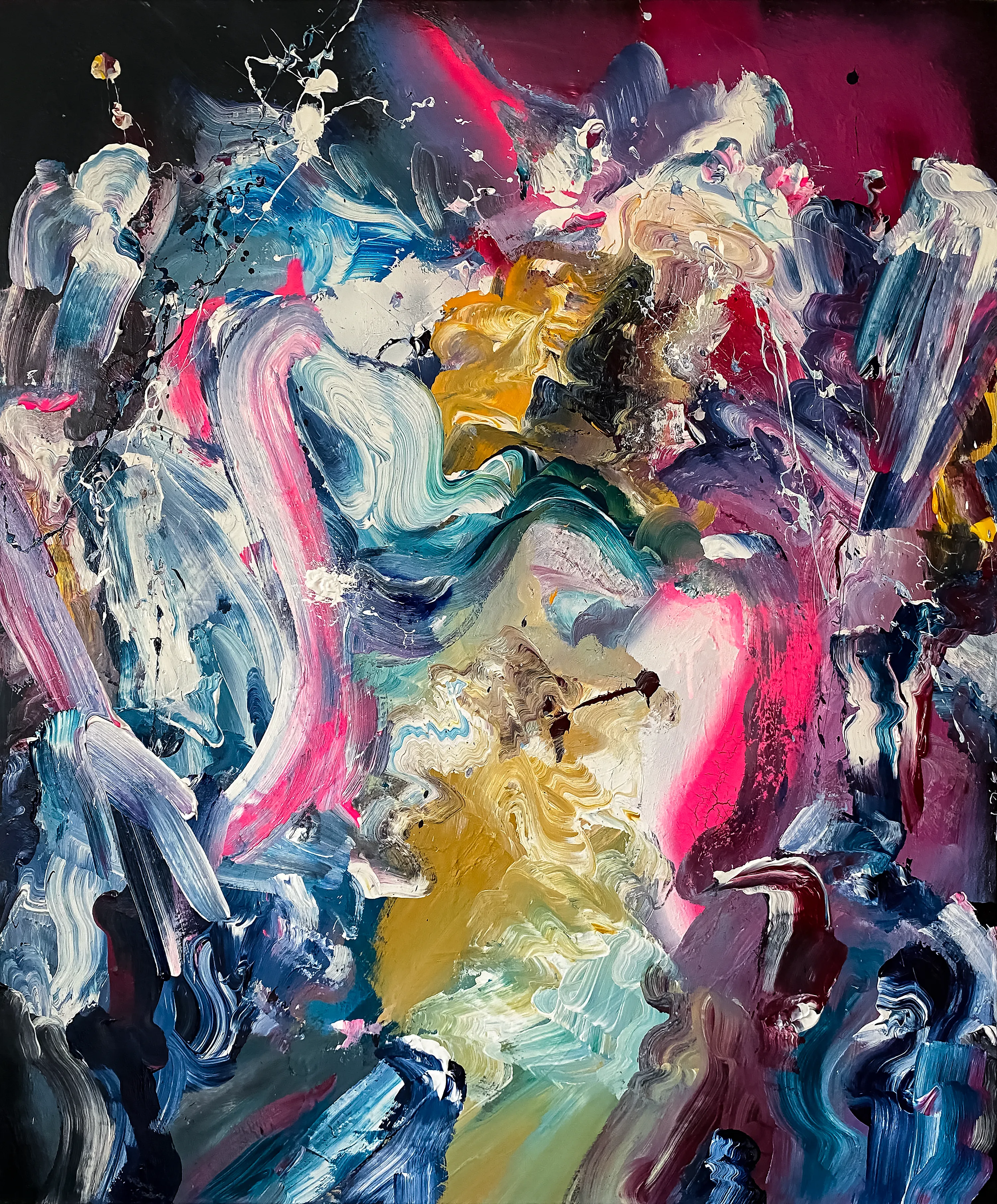 "La bohème"
2022
1/1

Original painting: 120x100x6cms
Mixed media on deep edged canvas.

Created synaesthetically in response to the song "La bohème" by Charles Aznavour.

My genesis phygital drop on Foundation.

Created for Farokh. 

23777 x