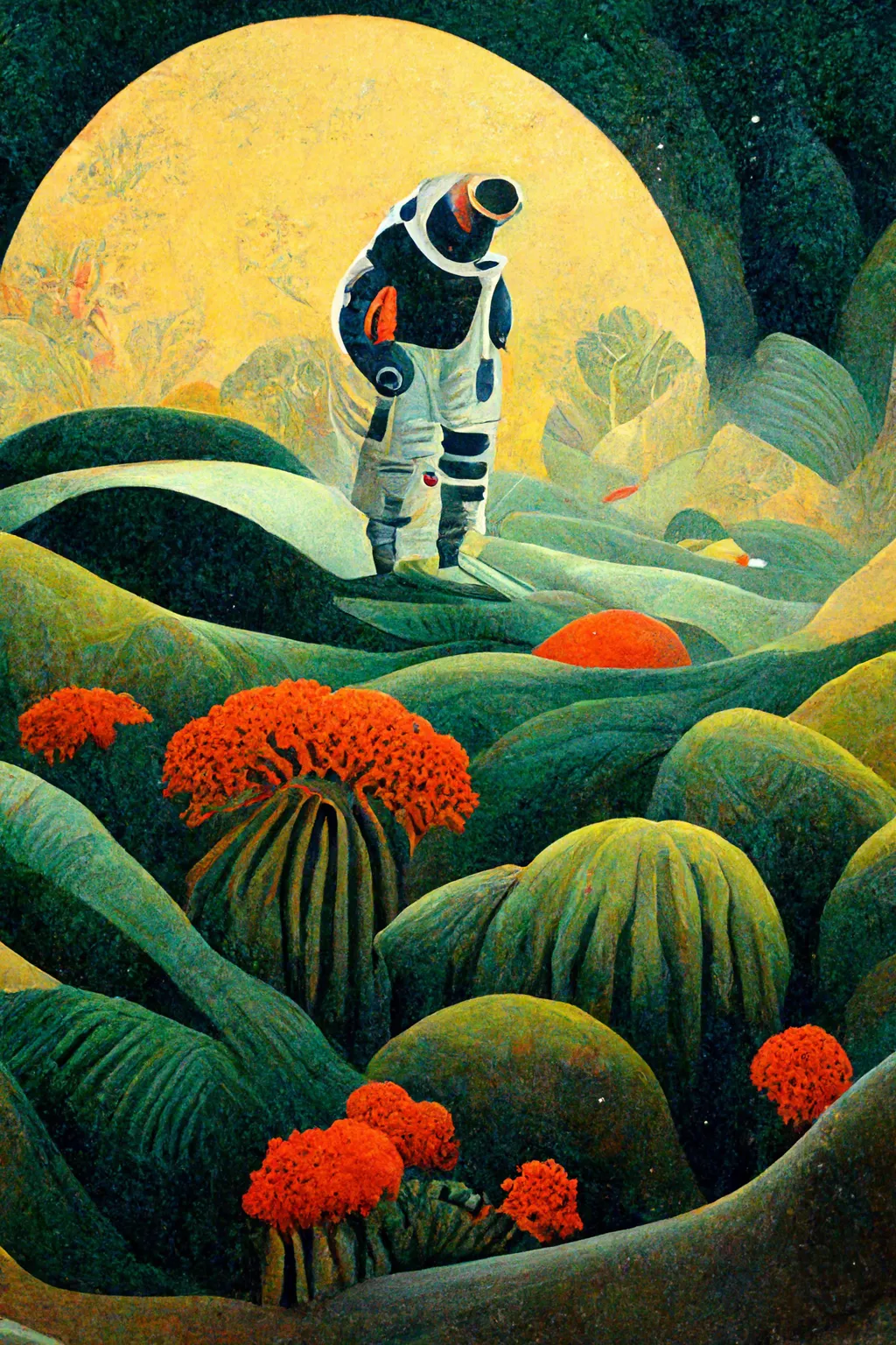 What if the Universe was a place to take care of, rather than colonize? The Galactic Gardener collection, created by human+AI, reimagines space exploration by inventing a lush green planet, peaceful and welcoming.