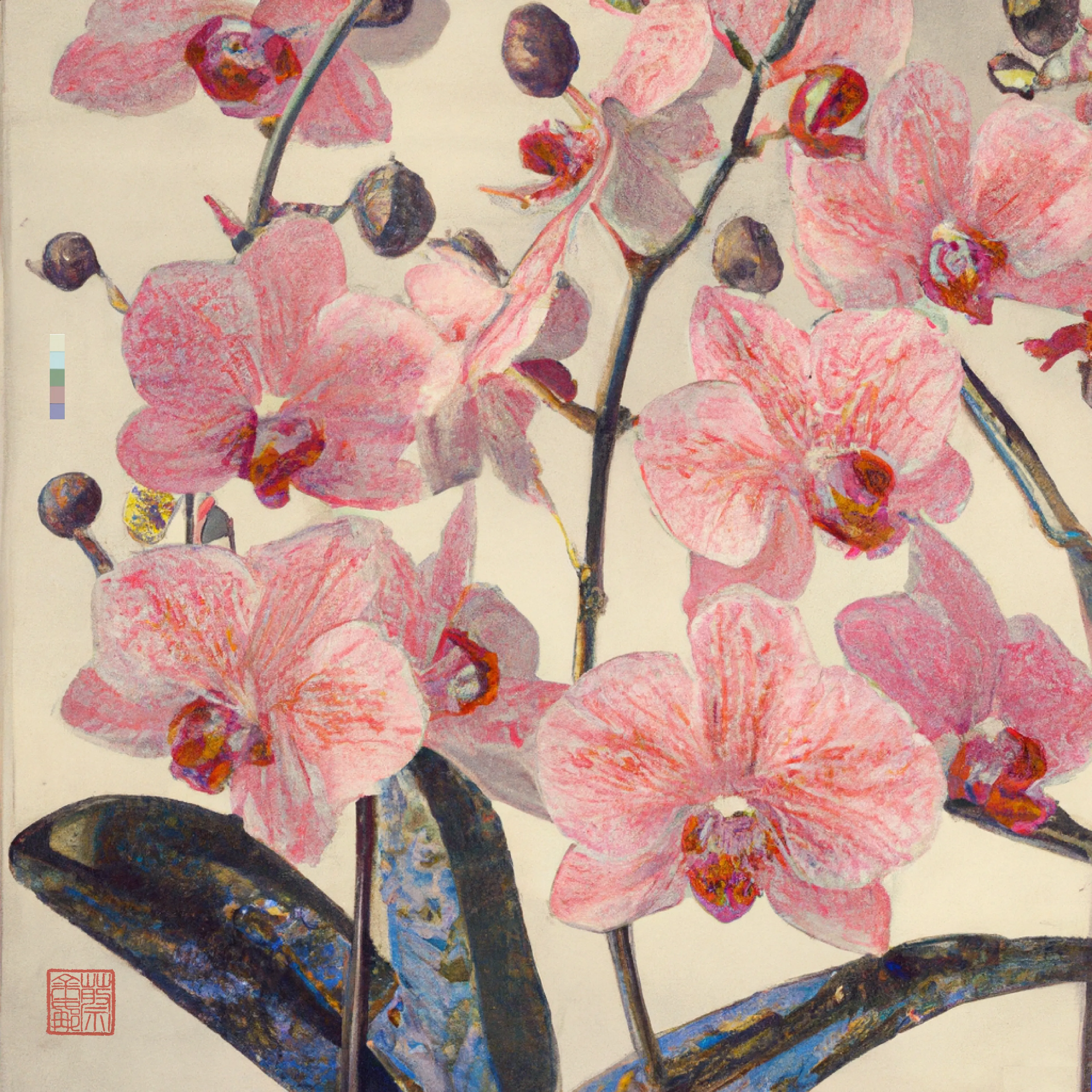 In the tradition of Chinese painting, flowers were considered emissaries of beauty. The splendor of their myriad forms and colors thought to move the hearts of people. 

Through the process of deconstructing and recontextualising the ancient Chinese instructional text on technique and aesthetics, the Mustard Seed Garden Painting Manual, first published in 1679, I have invited AI invigorated responses creating artworks that illuminate, reanimate and imagine the past, invariably yolking tradition with technological experimentation in search of beauty.