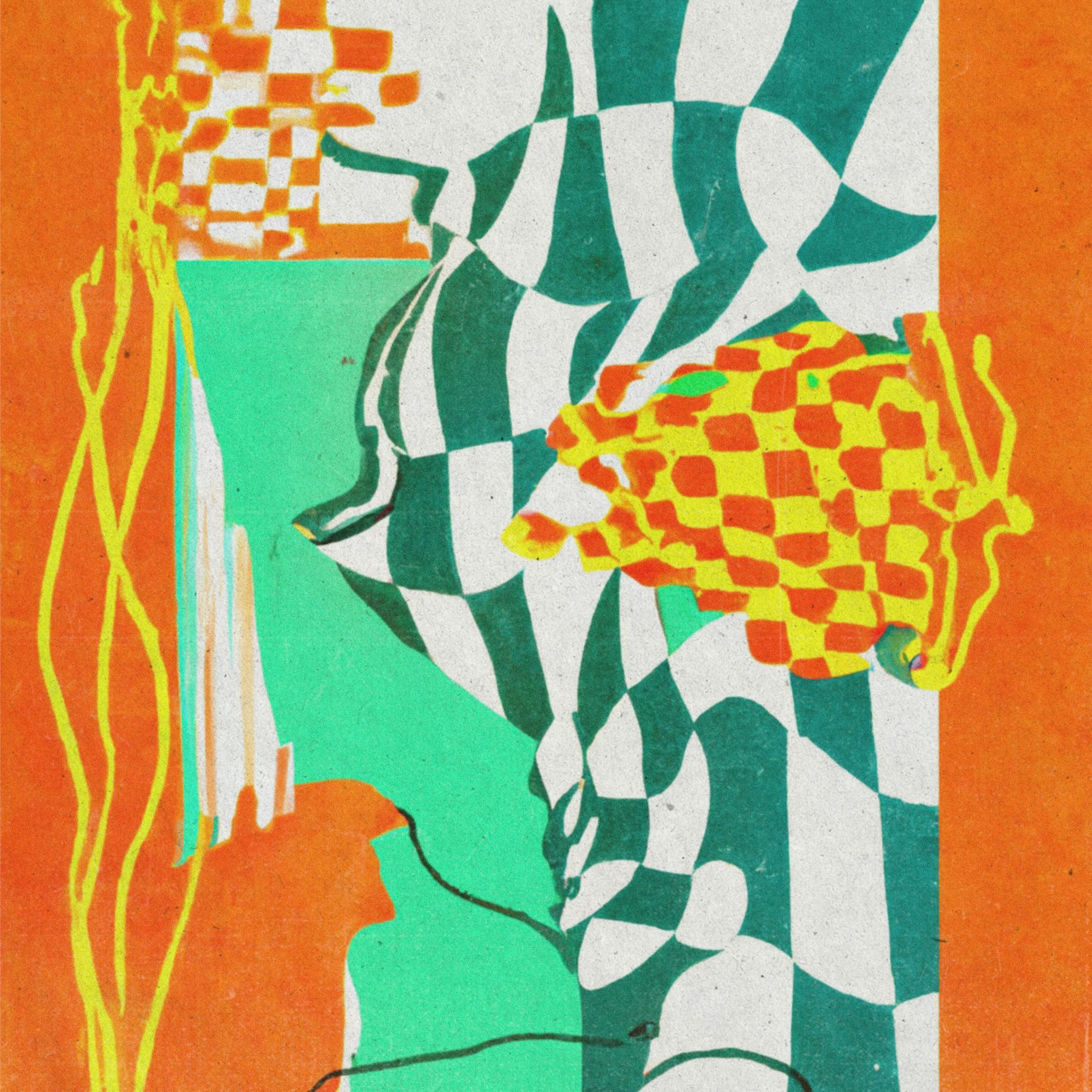 /fourth breath/ 

Meditations on the rents in the fabric of time - the moments that slip through unlived, the pauses we forget to take, the periods we don't remember. 

Process: 
Sketches are created using outputs of a GAN trained on the artist’s paintings and are then fed into DALL.E to create iterations that are printed, cut, and used to create new pieces through collages. As a final step, these collages are scanned and imported into Procreate to be painted over by the artist.