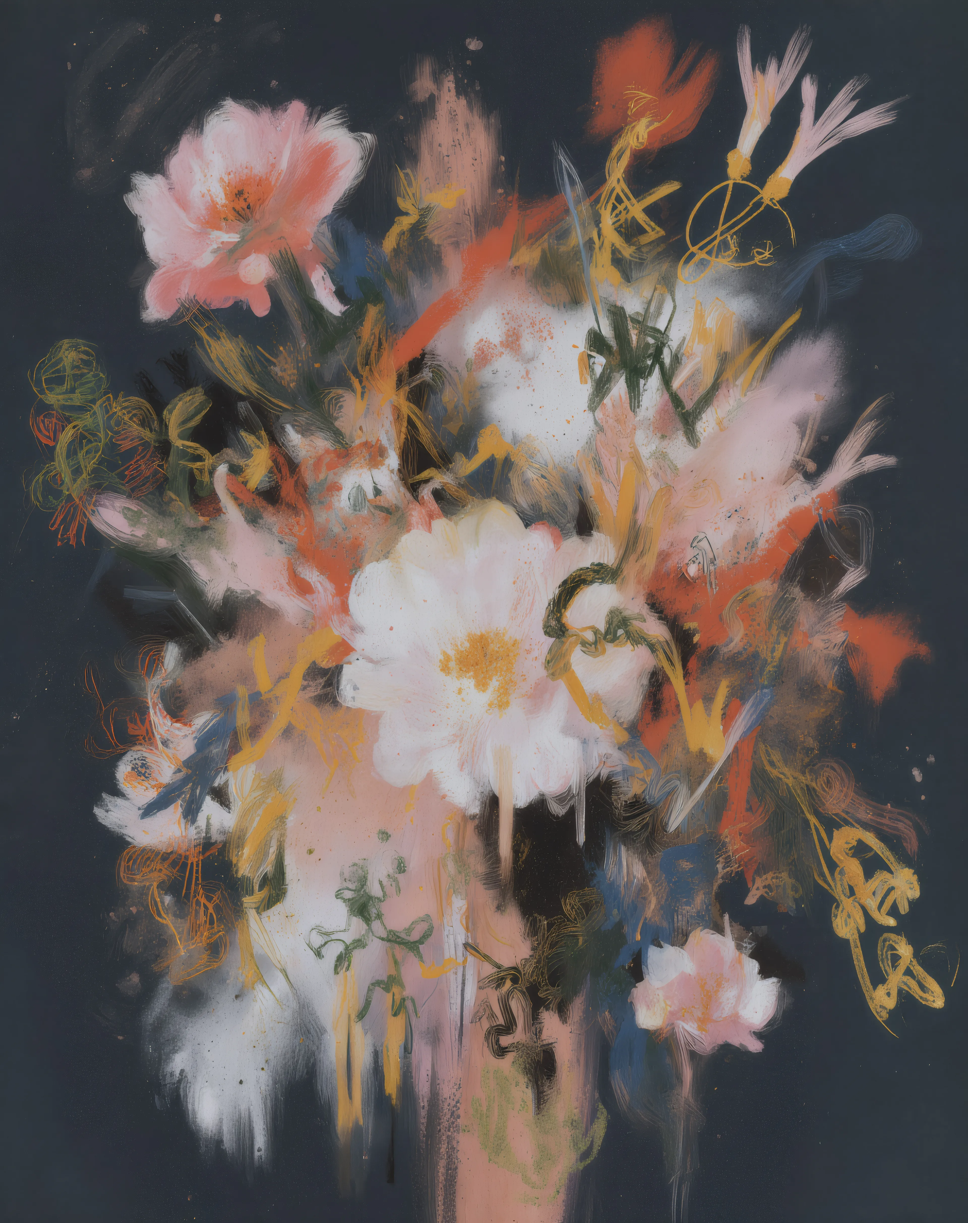 Abstract painting of flowers