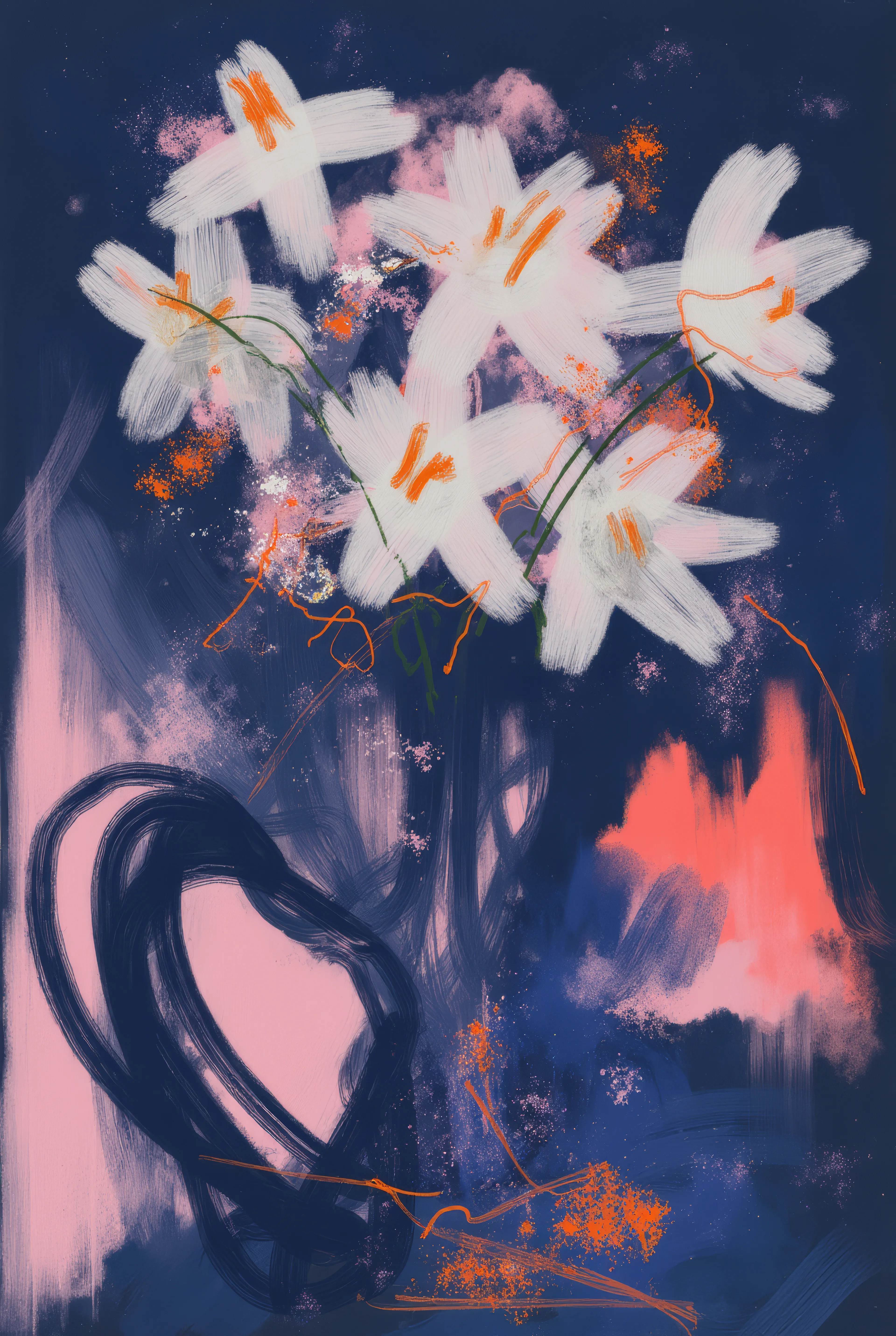 Abstract painting of flowers