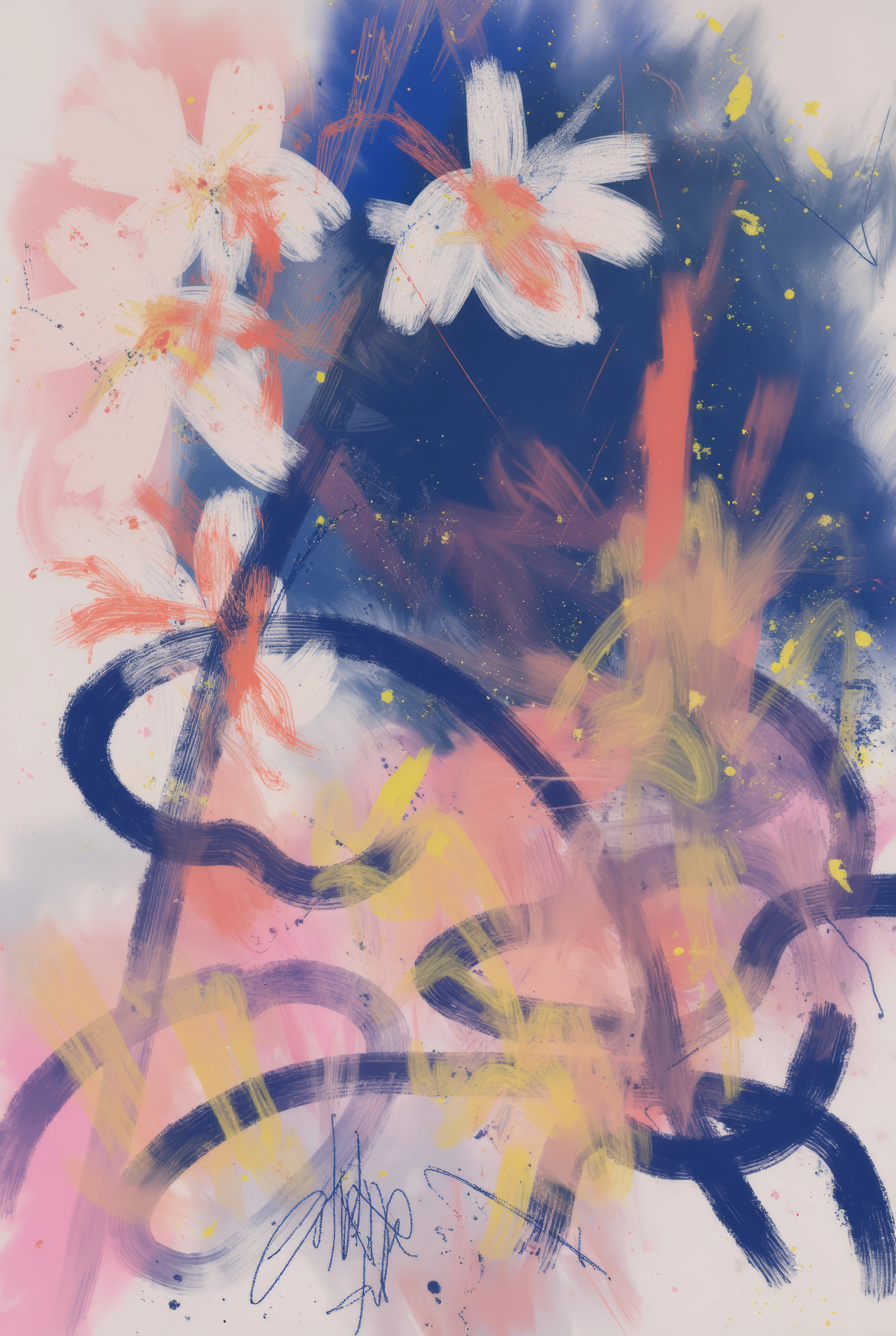 Abstract painting of flowers