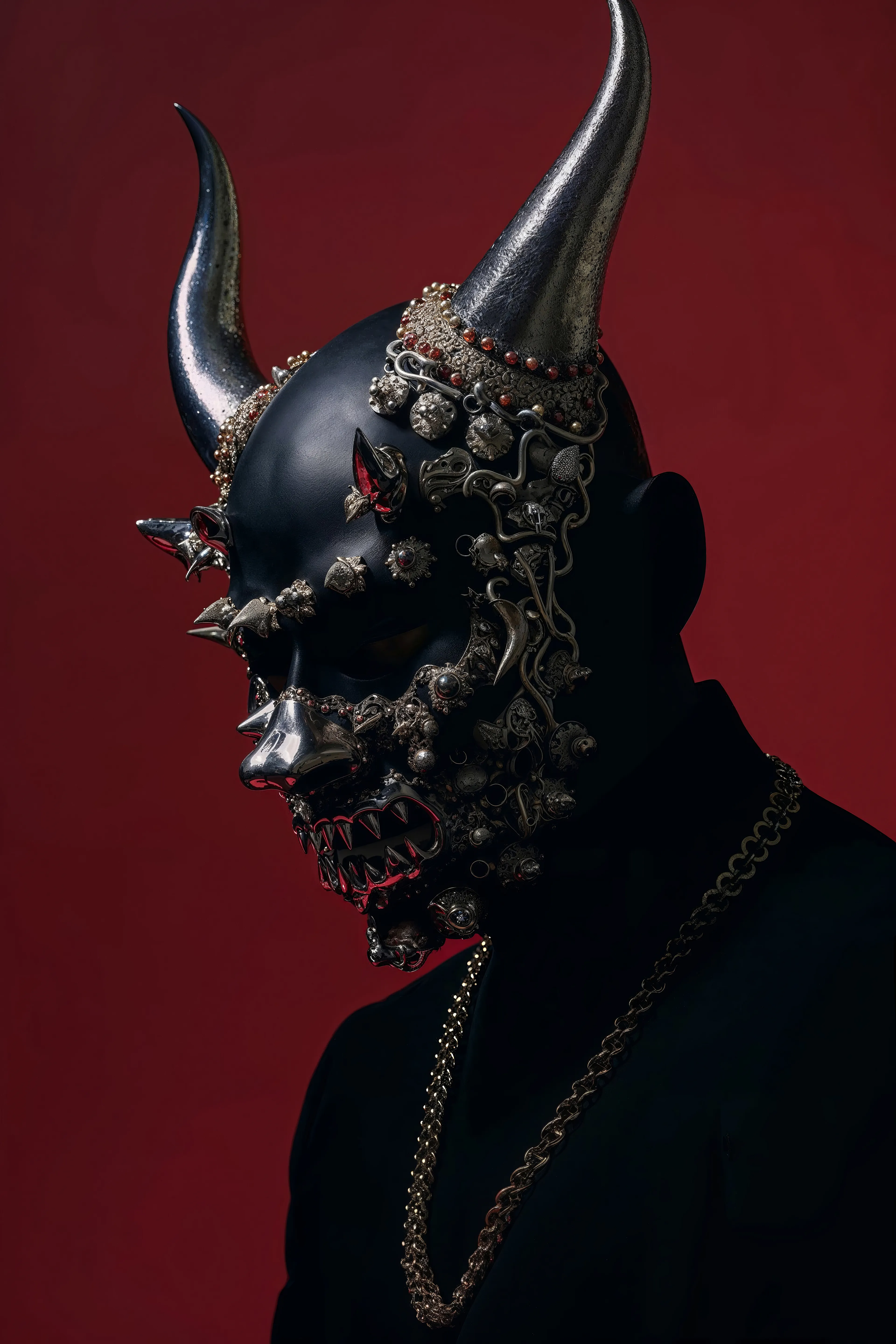 "Wealth," in this series, emerges as an emblem of the id's pursuit of abundance and the display of success. Adorned with intricate jewels and draped in the trappings of affluence, the mask is not merely a face but a fortress, housing the desires for material gain and the assertion of social stature. It stands as a stark reminder of the id's unspoken yearnings for excess and the power that opulence wields in human interactions.

The mask's lavish embellishments and the chain's heavy drape suggest a narrative of wealth not as a mere means of survival but as a symbol of conquest and dominion. Here, Freud's insight that "the love of money is the root of all evil" echoes, reflecting the id's deep-seated inclination towards accumulation as a means of influence and control. "Wealth" compels viewers to confront the allure and dominance of affluence, challenging them to unravel the complex layers of desire that drive our pursuit of prosperity.


"Expressions of ID" is a collection of AI-generated portraits that explore the various facets of Freud's concept of the id, each image delving into the different primal forces that compose our deepest psychological drives.