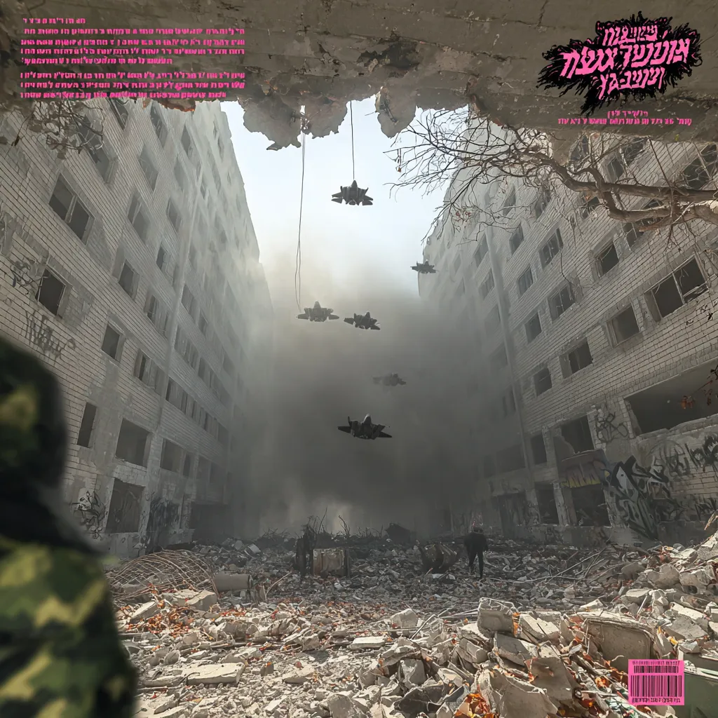 PARENTAL ADVISORY: WORLD WAR VI is an AI-assisted art series exploring the collision of conflict, nostalgia and design. The collection features 200 unique digital works presented as album covers recovered from a parallel timeline. Each cover is an artifact of visual culture from a world that feels familiar yet exists just beyond our own.

Drawing inspiration from the late 1990s and early 2000s hip-hop album era, each piece reimagines the aesthetics of power and identity through the lens of modern warfare in the Middle East. The result is an alternate cultural archaeology, where war becomes pop, memory becomes design and destruction transforms into beauty.

The images feel recognizable yet impossible, as if exported from another dimension. Hebrew, Arabic and English letters appear as fragmented signals, not legible words, but echoes of a forgotten code that might still hold meaning somewhere beyond this timeline.

Through maximalist composition, cinematic light and a heavy emotional charge, WORLD WAR VI captures the tension between the sacred and the violent - the beautiful and the broken. It reflects how culture absorbs chaos and turns it into myth.

The collection centers on scenes during World War VI in the Holy Land, reimagined through the lens of another reality, suspended between conflict and renewal.