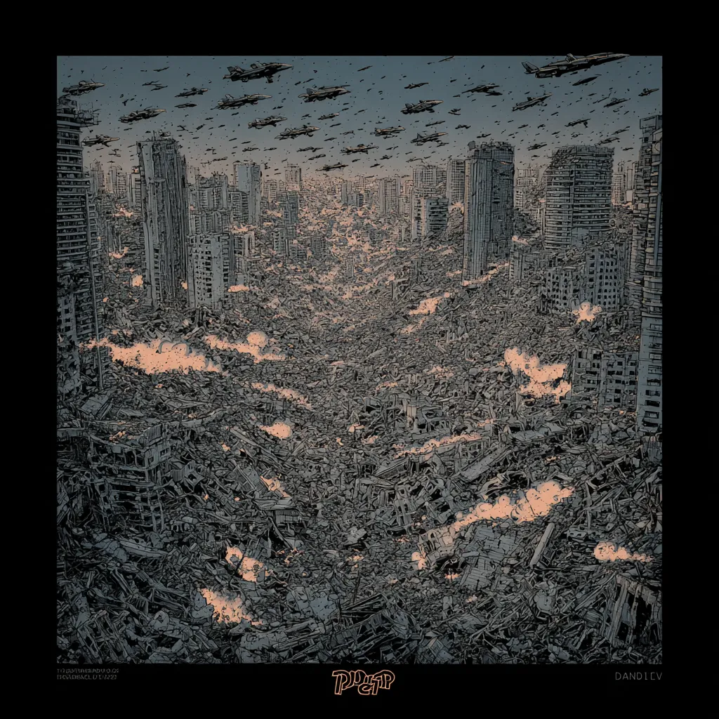 PARENTAL ADVISORY: WORLD WAR VI is an AI-assisted art series exploring the collision of conflict, nostalgia and design. The collection features 200 unique digital works presented as album covers recovered from a parallel timeline. Each cover is an artifact of visual culture from a world that feels familiar yet exists just beyond our own.

Drawing inspiration from the late 1990s and early 2000s hip-hop album era, each piece reimagines the aesthetics of power and identity through the lens of modern warfare in the Middle East. The result is an alternate cultural archaeology, where war becomes pop, memory becomes design and destruction transforms into beauty.

The images feel recognizable yet impossible, as if exported from another dimension. Hebrew, Arabic and English letters appear as fragmented signals, not legible words, but echoes of a forgotten code that might still hold meaning somewhere beyond this timeline.

Through maximalist composition, cinematic light and a heavy emotional charge, WORLD WAR VI captures the tension between the sacred and the violent - the beautiful and the broken. It reflects how culture absorbs chaos and turns it into myth.

The collection centers on scenes during World War VI in the Holy Land, reimagined through the lens of another reality, suspended between conflict and renewal.