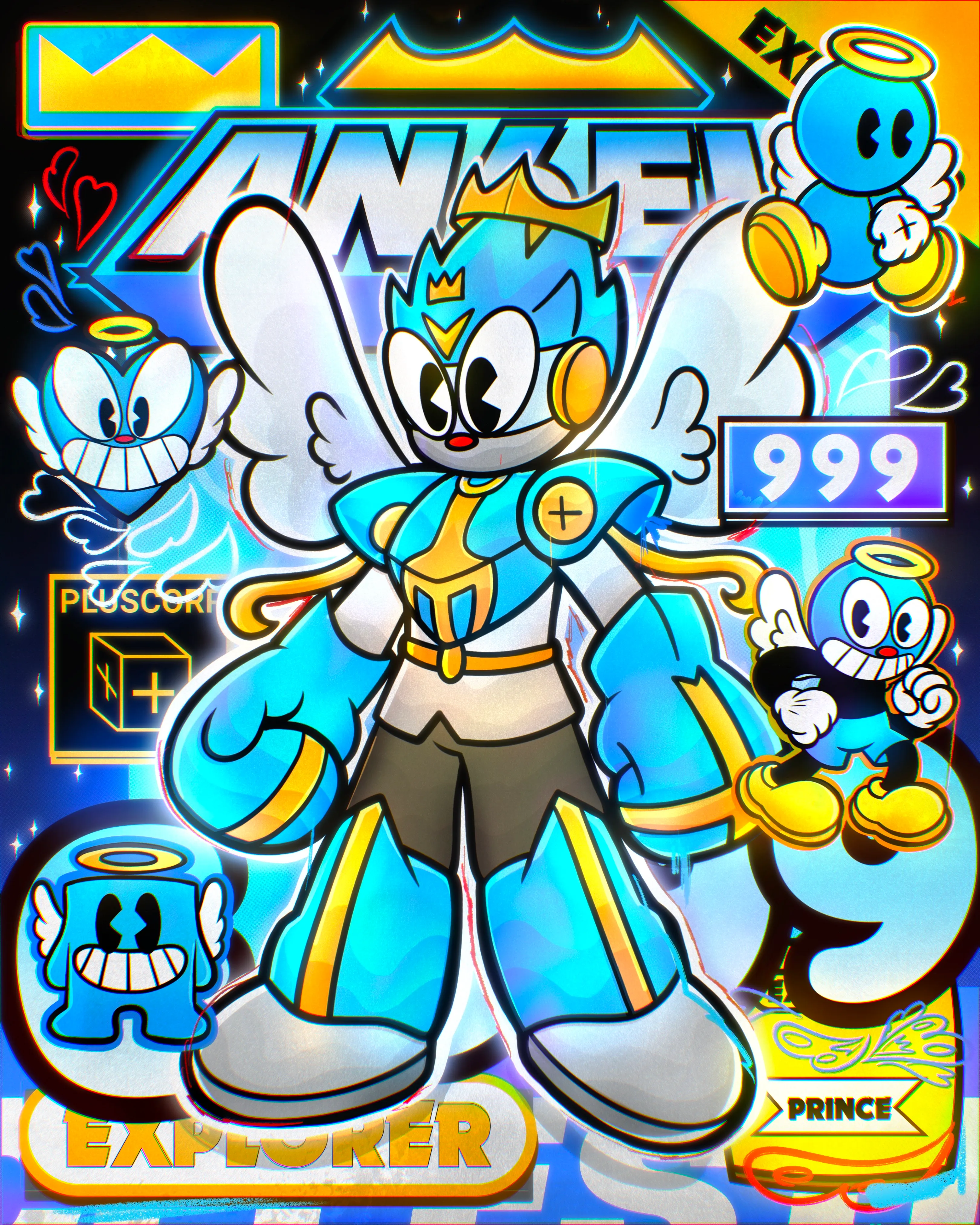 The 999 Armor built by PLUSCORP, powered by the powerful “Angel” Soul, which was discovered by a Scouts team led by the Prince.