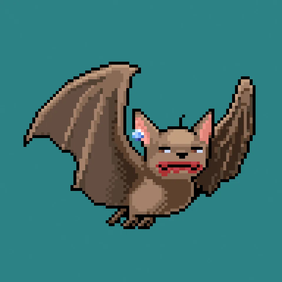 Bloodsucking blockchain CryptoBatz, out scanning the metaverse skies for a taste of some non-fungible blood. Spawned by the Prince of Darkness and his scientists, Sutter Systems.