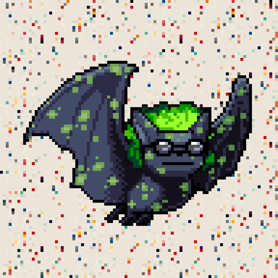 Bloodsucking blockchain CryptoBatz, out scanning the metaverse skies for a taste of some non-fungible blood. Spawned by the Prince of Darkness and his scientists, Sutter Systems.