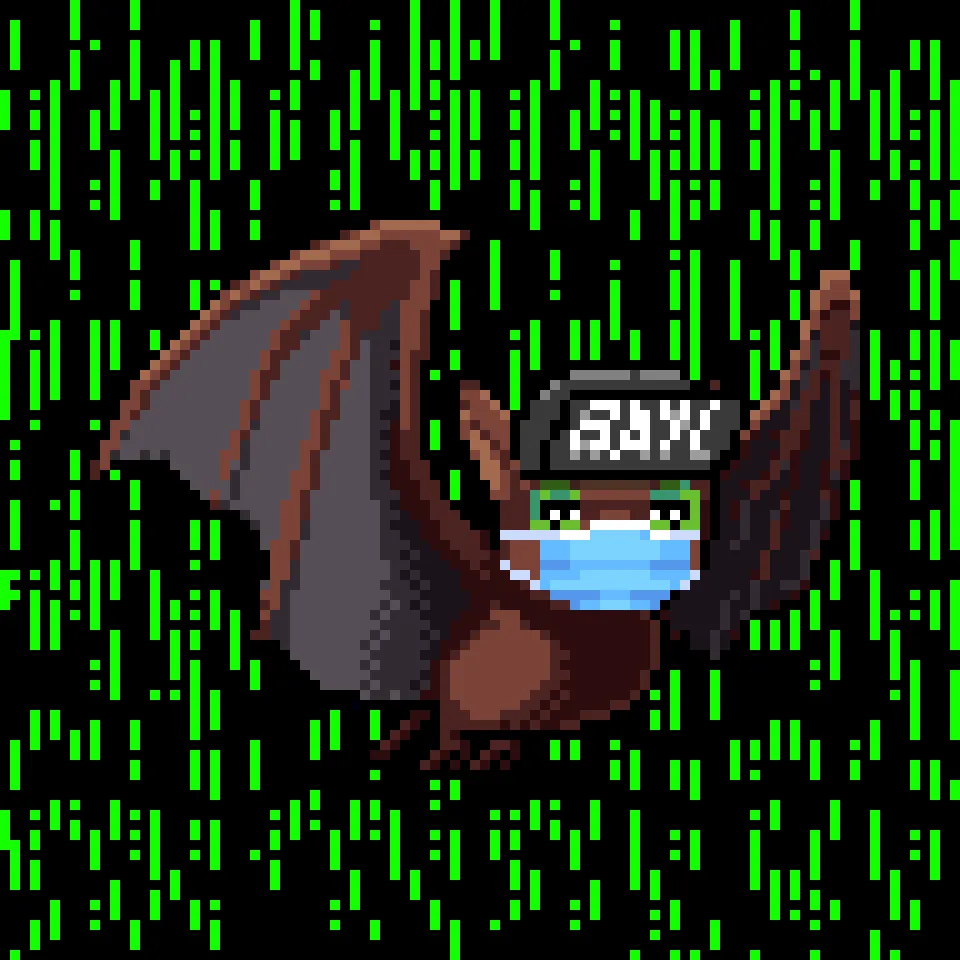 Bloodsucking blockchain CryptoBatz, out scanning the metaverse skies for a taste of some non-fungible blood. Spawned by the Prince of Darkness and his scientists, Sutter Systems.