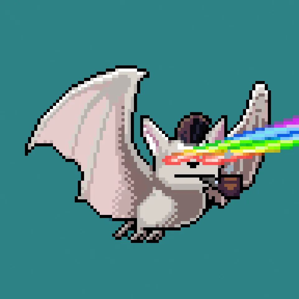 Bloodsucking blockchain CryptoBatz, out scanning the metaverse skies for a taste of some non-fungible blood. Spawned by the Prince of Darkness and his scientists, Sutter Systems.