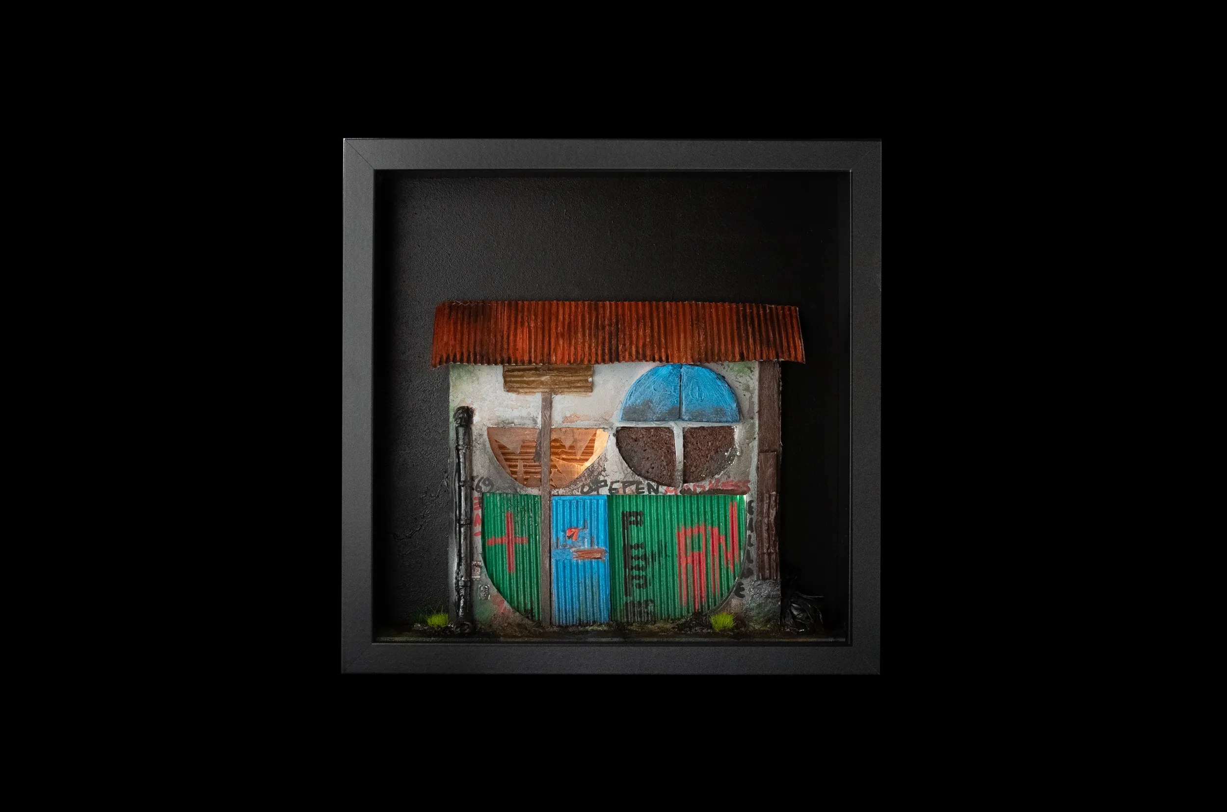 Physical piece from OPEPEN NEIGHBORHOOD SET  
25x25 cm frame with light.