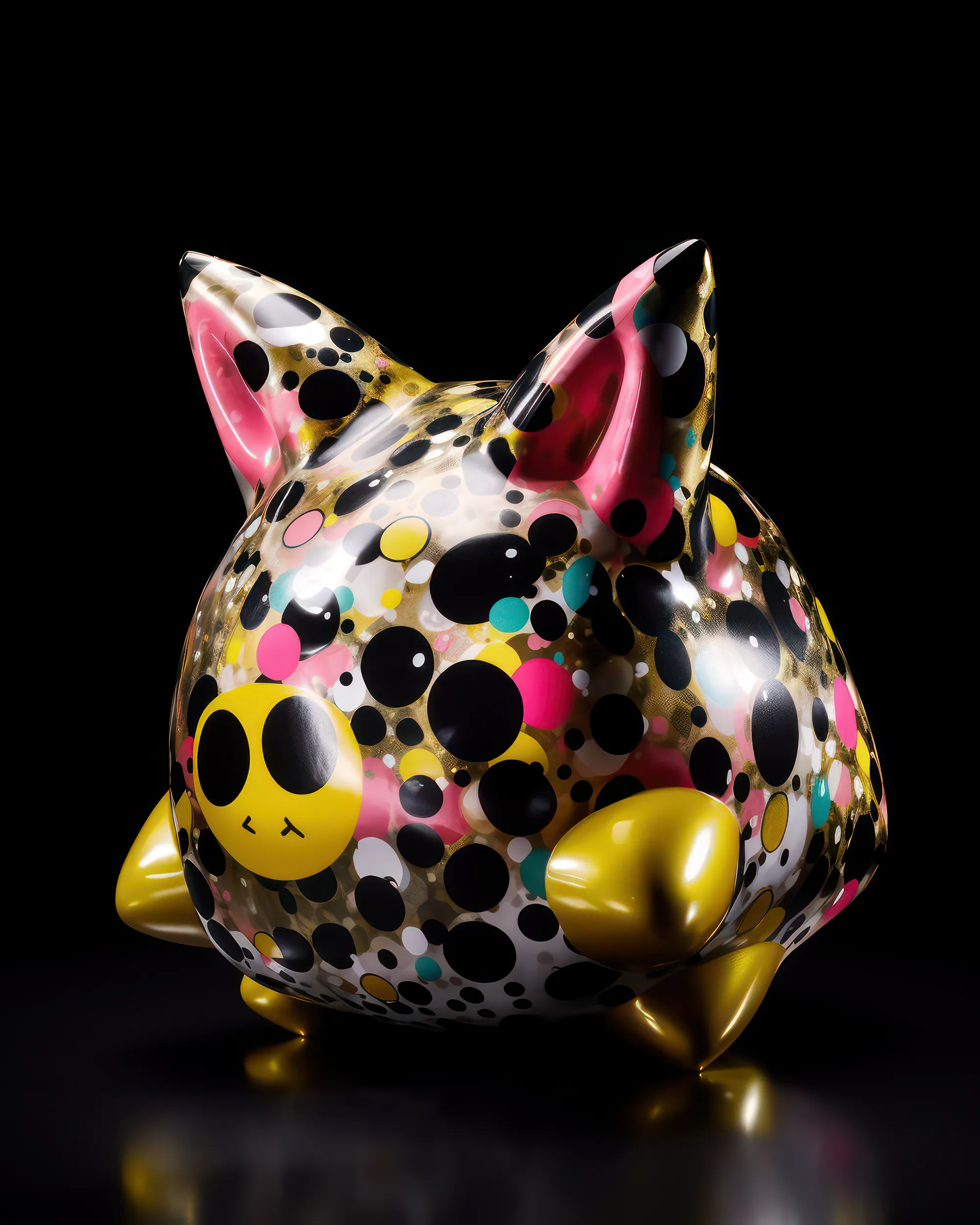 DUMMY SNAPPED! is a collection of sculptures created by artificial intelligence. Each image utilizes prompts generated from the PROMPTZ collection script. Titles are algorithmically produced using pharmaceutical brands, combined with terms to describe taste and flavor.