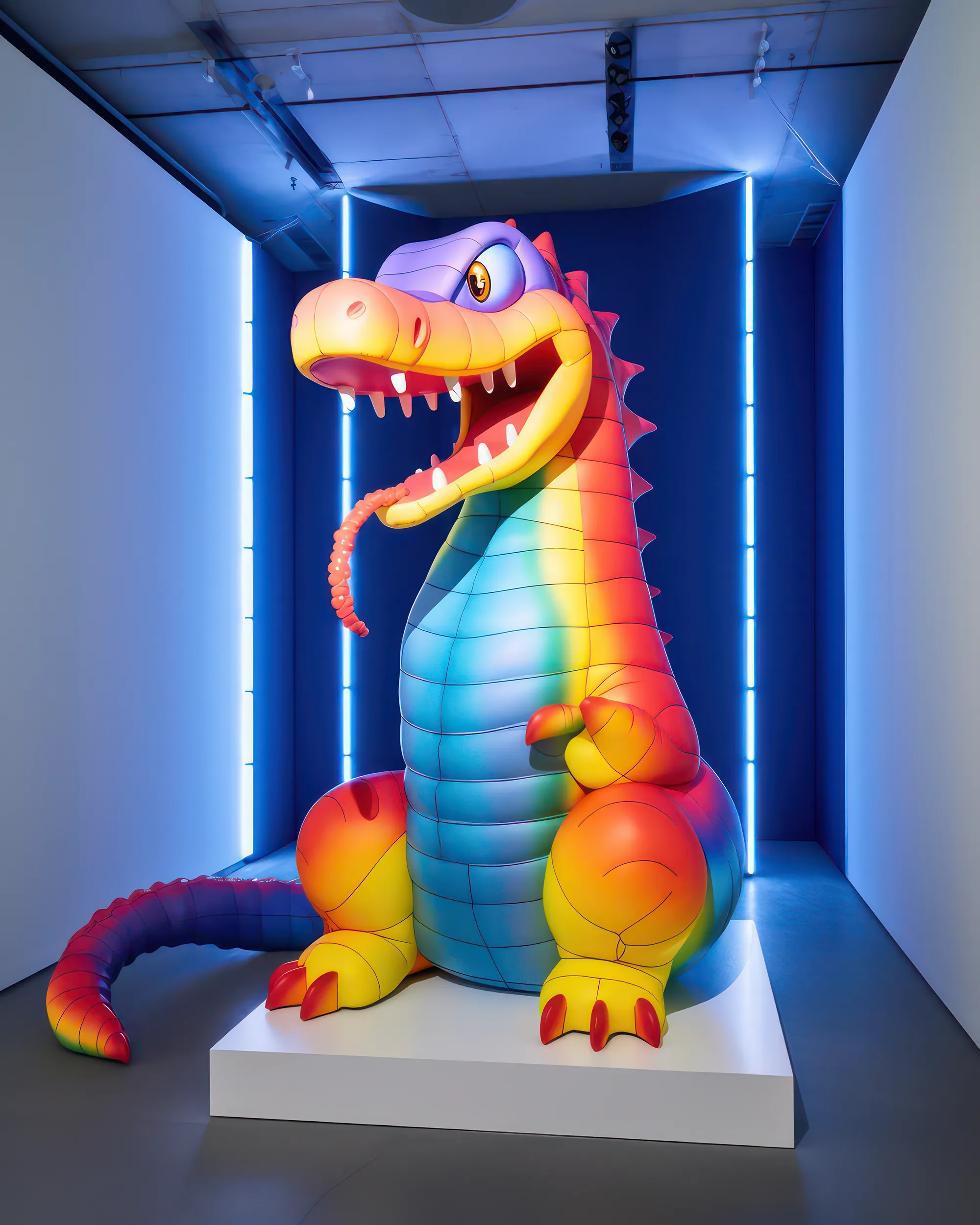 DUMMY SNAPPED! is a collection of sculptures created by artificial intelligence. Each image utilizes prompts generated from the PROMPTZ collection script. Titles are algorithmically produced using pharmaceutical brands, combined with terms to describe taste and flavor.