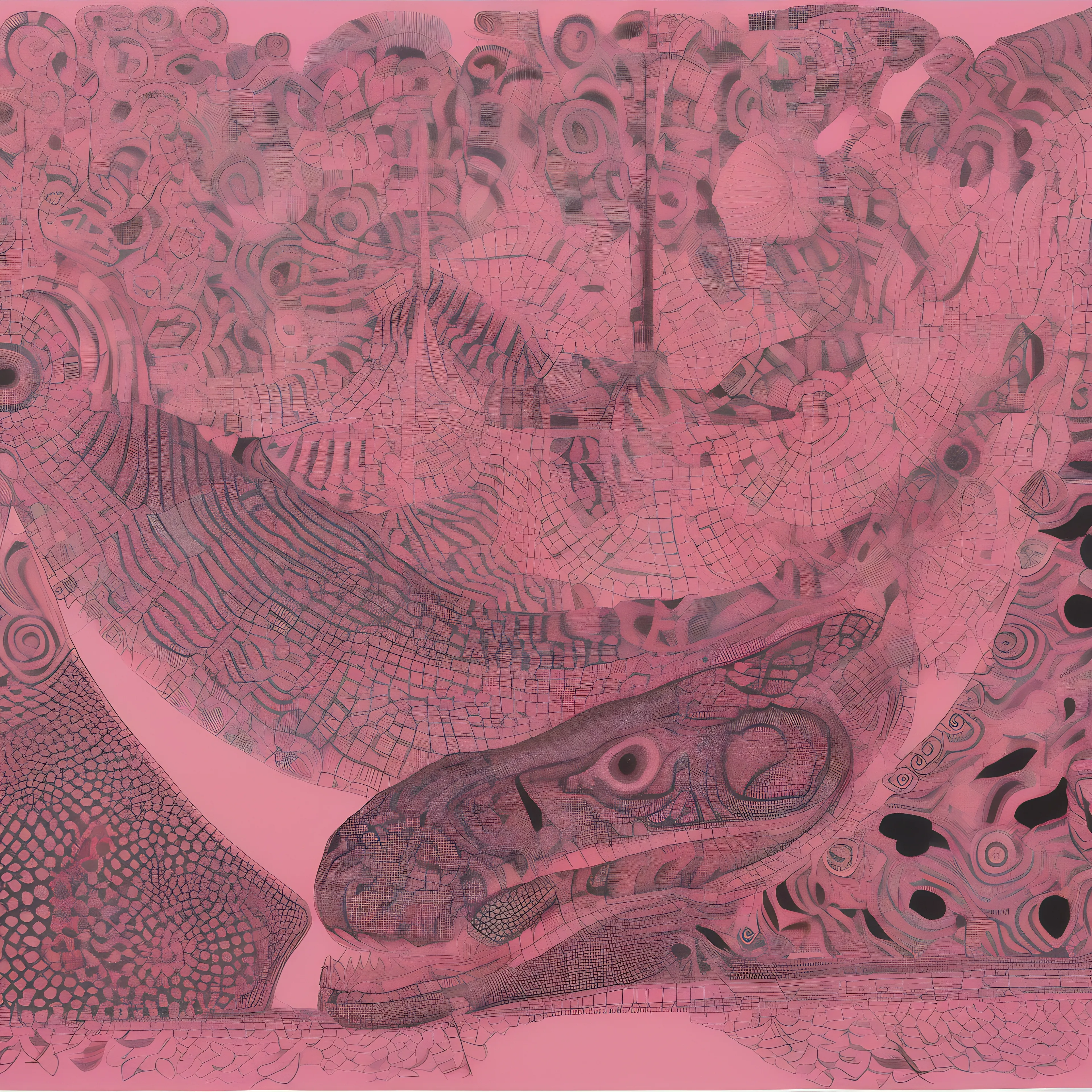 2024 August #009. Veiled beneath the blush of dawn, silhouettes unfold, Their feathers etched in time's embrace, a story left untold. Amidst the chaos, patterns dance, a silent serenade, For in the chaos, beauty’s birthed, and life's grand tapestry is made.

Upon the canvas, lines converge, as whispers turned to song, Whirling, twirling, gently they merge, where they truly belong. Not one alike, each stroke unique, a flock in sweet refrain, Beneath the surface, mysteries peek, in every textured grain.

Wings of thought take silent flight, in hues of softest rose, A sight too tender for the light, yet fiercely it juxtaposes. The essence of becoming lies, in shapes that bend and flow, Reflected in the mirror of the skies — a dance of ebb and glow.

Crafted with a reverent hand, where shadows softly cling, An artful journey, vast and grand, where flamingos dare to sing. They rise, they fall, in rhythm’s thrall, with life's persistent call, A testament to nature's squall, embracing one and all.

For every mark upon the scene, a moment’s breath away, Speaks to the places we have been, and dreams that might just stay. Through veils of pink, reality winks, at the artistry of the mind, A testament to the brink, of the forms we seek and find.