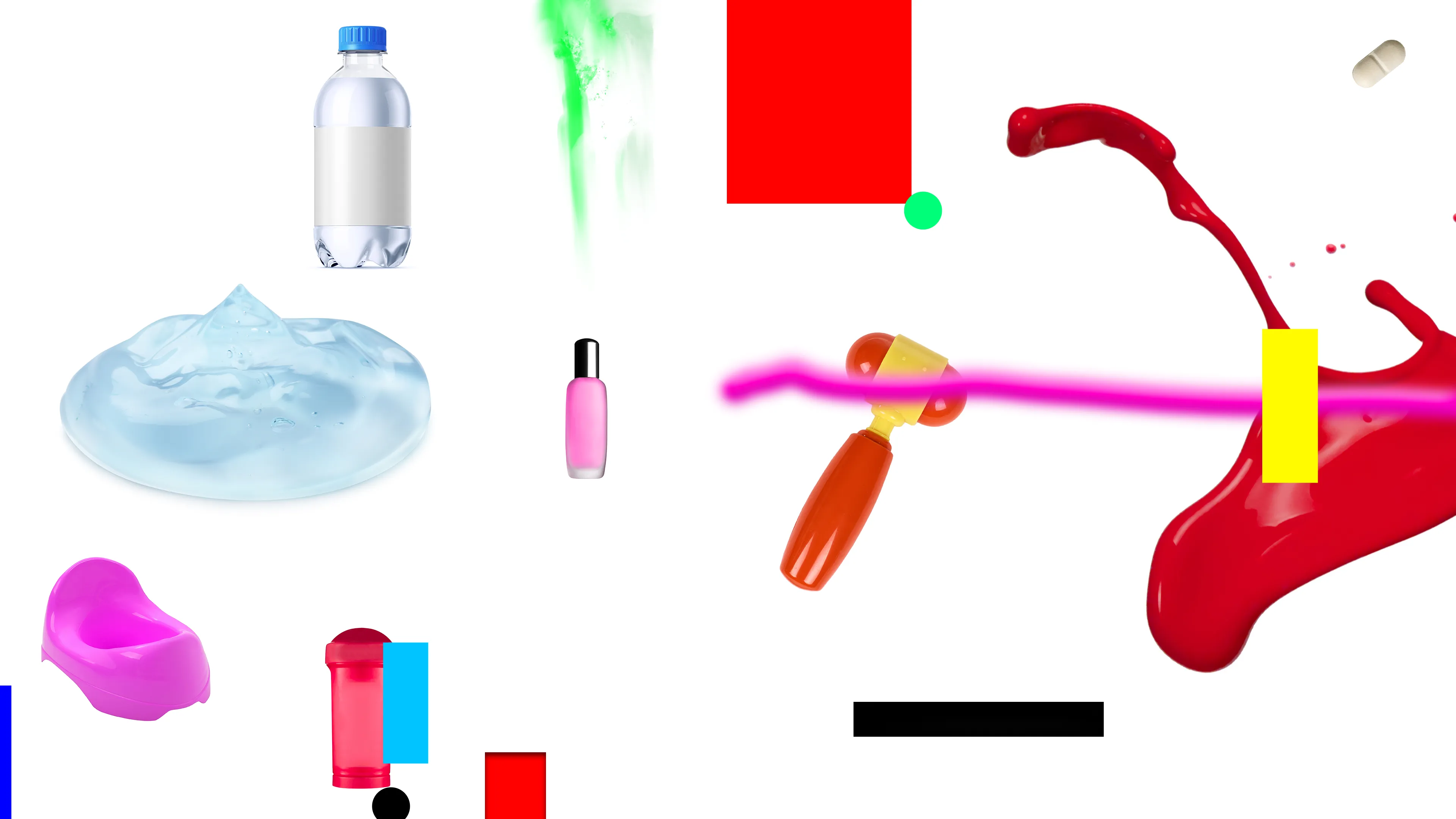 PLASTICS is a collection of 333 generative artworks. Each image is a unique composition using isolated stock photos that contain plastic, rubber & liquid material. The works are arranged using p5.js and rendered in a web browser. Once compiled, they are algorithmically titled to iterate soap formulas & shampoo chemical ingredients.