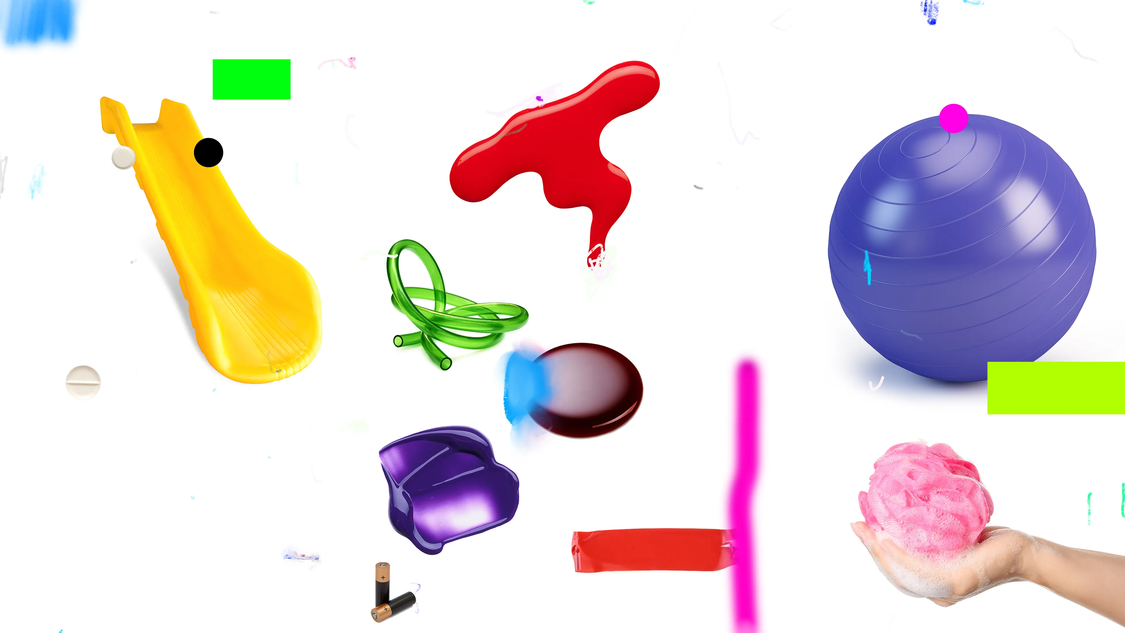 PLASTICS is a collection of 333 generative artworks. Each image is a unique composition using isolated stock photos that contain plastic, rubber & liquid material. The works are arranged using p5.js and rendered in a web browser. Once compiled, they are algorithmically titled to iterate soap formulas & shampoo chemical ingredients.