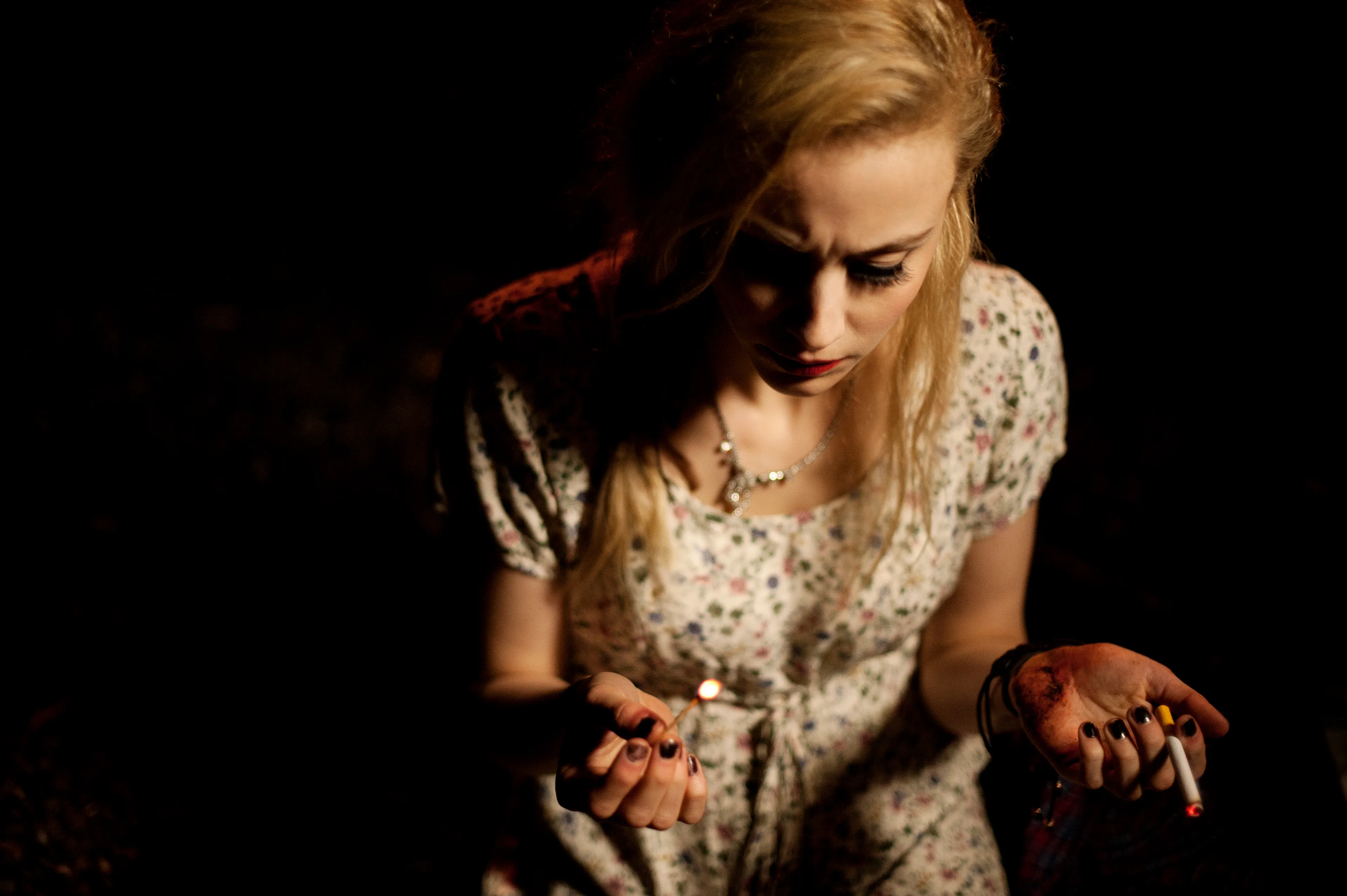 Featured in the story “11:11” from The Endings, starring Sarah Gadon.

The things she treasures above all else during a relationship are the very things that drive her mad once it has ended. Fire is the ultimate way to move on.
