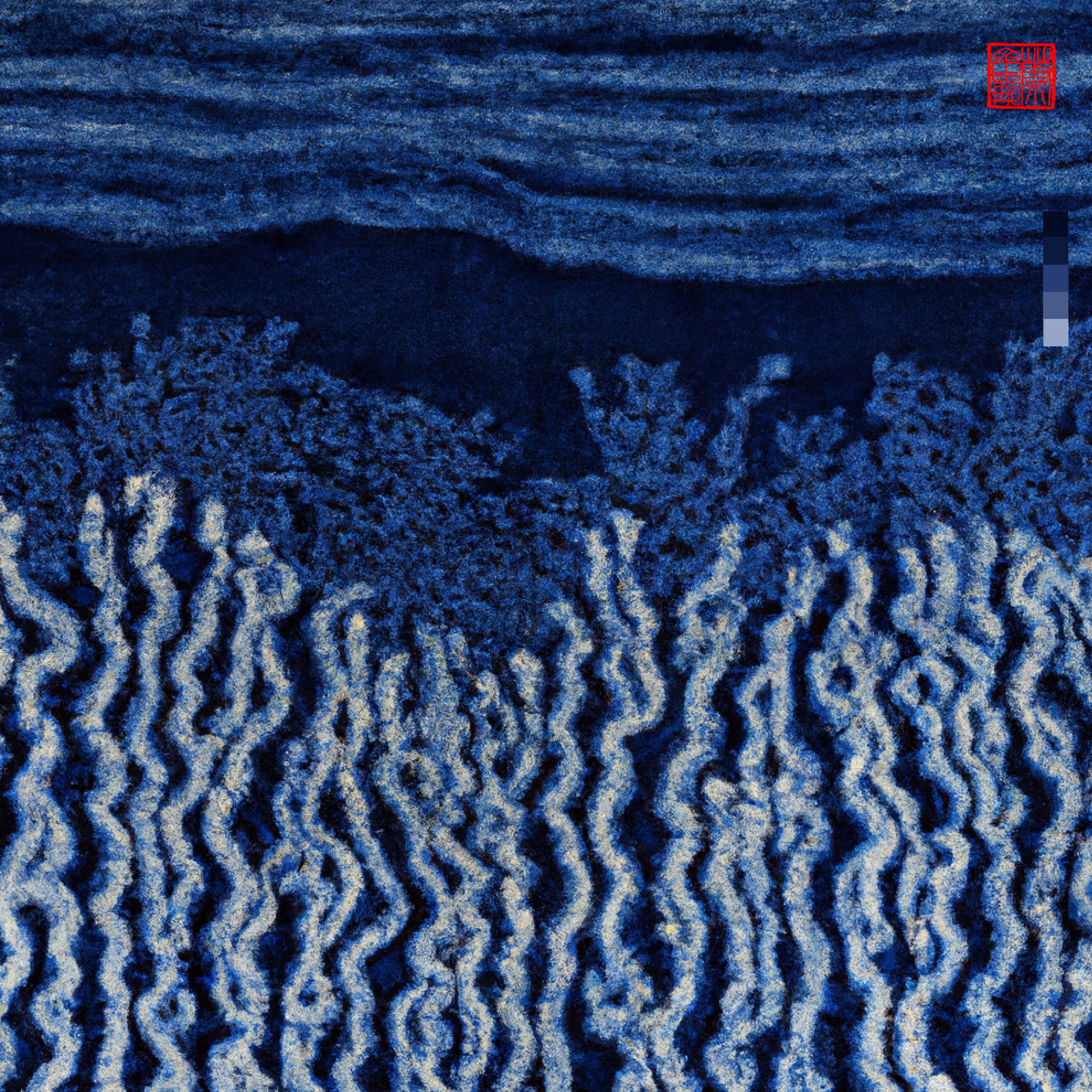 The Ocean is a magic that I love deeply. I love living by it and its regulating and invigorating effect. It is nature at its most palpable. Vast·blue·beautiful·powerful·ever-changing. I was messaging a friend on one of my ocean walks, they were having a hard time, and I’d wished there was some way I could transport her, so she too could gaze out into that vast indigo sea with the salt air in her lungs. So I told my DALL·E all about the Big Blue, and its many ways of being. ‘INDIGO DAZE’ is a collection that brings my ocean to you. Love Georgina × DALL·E