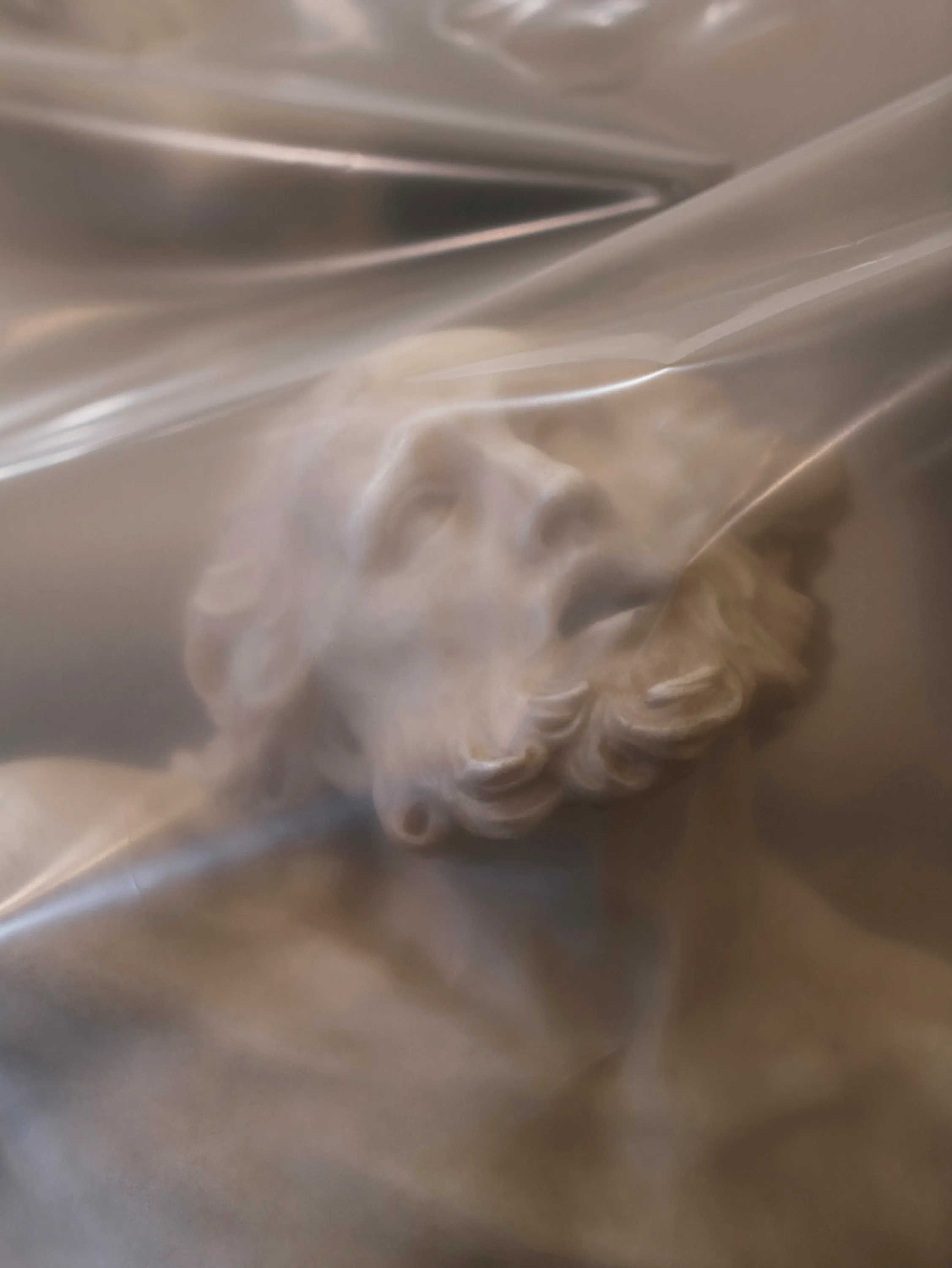 Assembly presents “Shrouded Sculptures” by UK based visual artist Simon Roberts. This NFT collection is a selection of photographs taken during the second Covid-19 lockdown whilst London’s Victoria and Albert Museum was closed to the public. These veiled statues, located in the Museum’s Dorothy and Michael Hintze Galleries, were covered for their protection during refurbishment and Roberts envisions them as a metaphor for our wider experience of the Covid-19 pandemic. The images speak of the extraordinary events of the past year, a global population suspended in time, restricted of movement and freedoms. We were forced to separate from one another, or if we were to meet, we were to hug through thick plastic sheeting, or wave through windows. The beauty of our world felt elusive, hidden beneath an entanglement of political mixed messages and misleading rhetoric. Unlike the statues of merchants, statesmen and traders, many of the sculptures in this gallery represent mythological or allegorical subjects. We see ancient mythology and 18th century neo-classicism meet 21st century plastic and gaffa tape, and the juxtaposition is eerie, disorientating and beautiful.

Simon Roberts is a visual artist based in the UK. Widely recognised for his large-format, tableaux photographs of the British landscape, his practice also encompasses video, text and installation work, which together, interrogate notions of identity and belonging, and the complex relationship between history, place and culture. His work has been exhibited nationally and internationally, and resides in major public and private collections, including the George Eastman House, Deutsche Börse Art Collection and Victoria & Albert Museum.