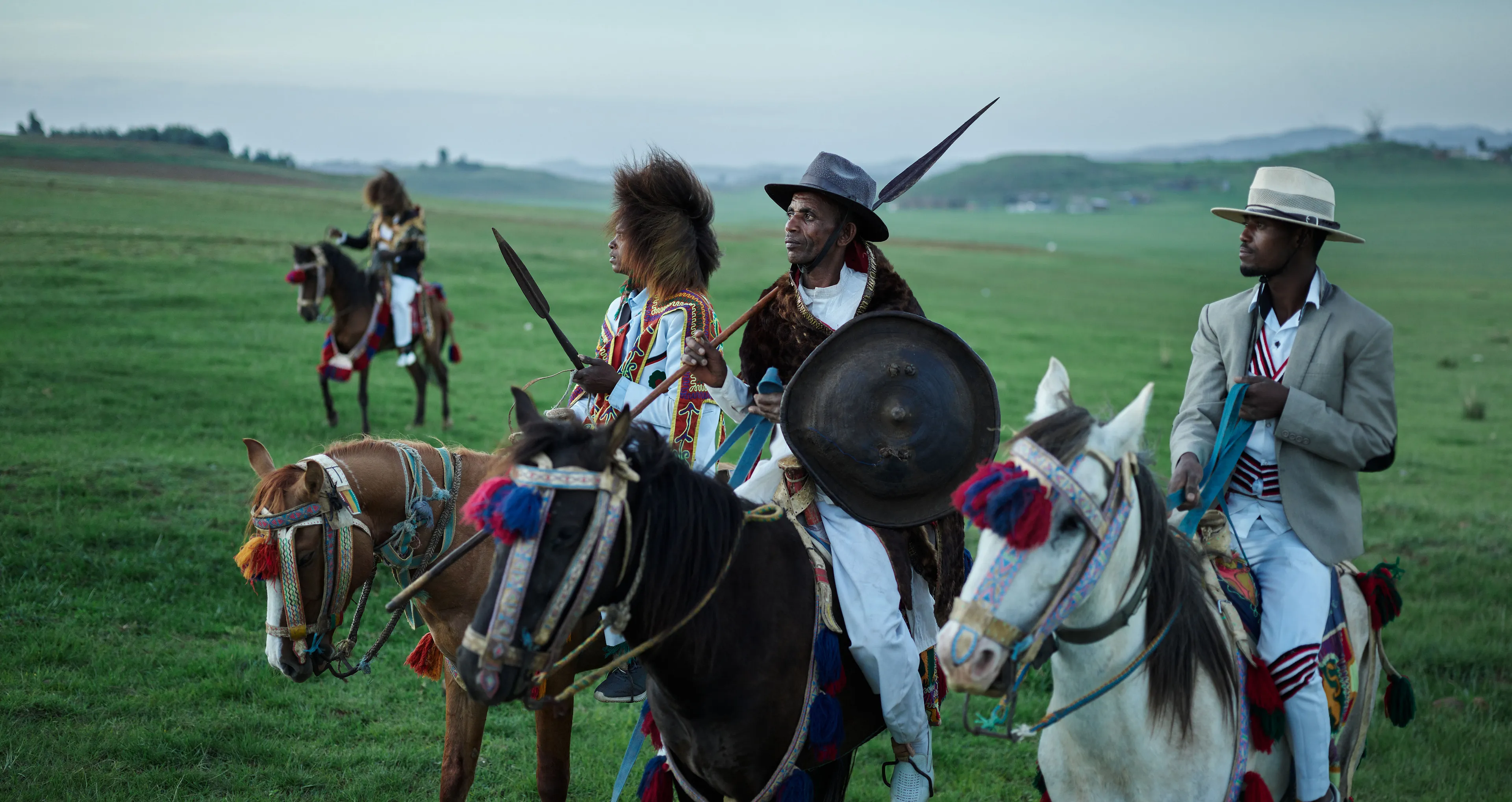 Portrait of Sululta horsemen. Oromia Region, Ethiopia. May 2020.