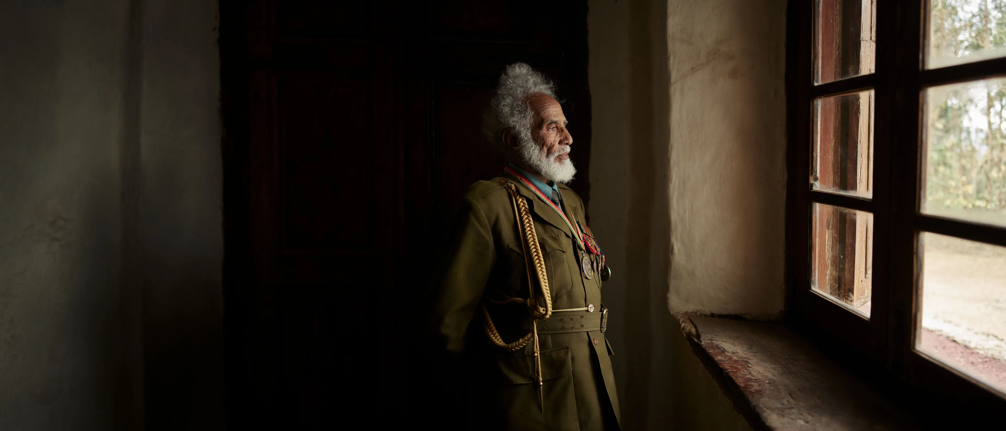 Portrait of Shebeshe, a patriotic guerrilla fighter of the Second Italo-Ethiopian War. Menelik II Palace, Mount Entoto, Ethiopia. February 2021.