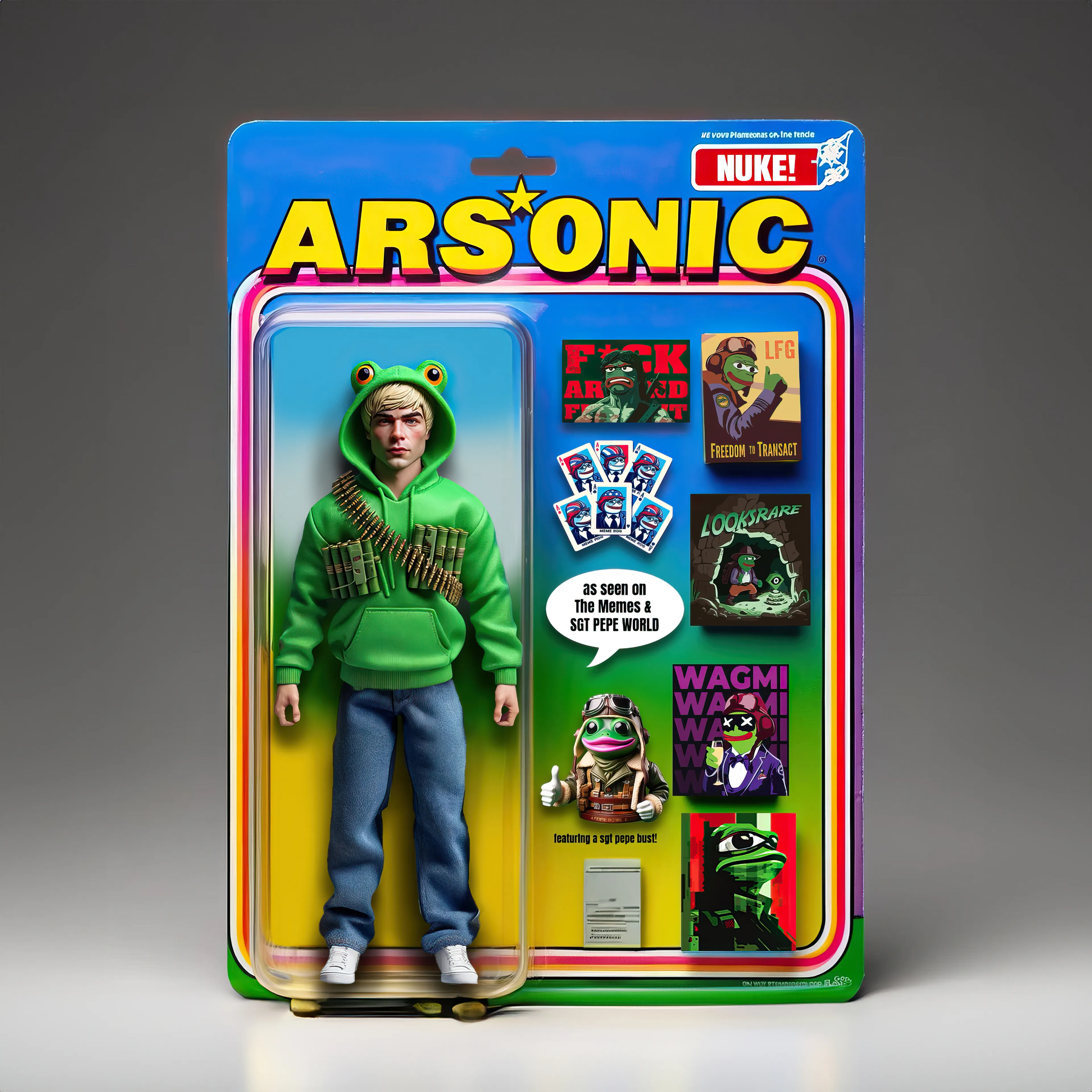 The Frens and Legends collection is intended to show my appreciation for the people that I admire in the web3 art community. These are intended to be a way for me to share the way I see these people based on what I know about them.

These are mockups and not representative of a physical object. These are created with AI and Photoshop.