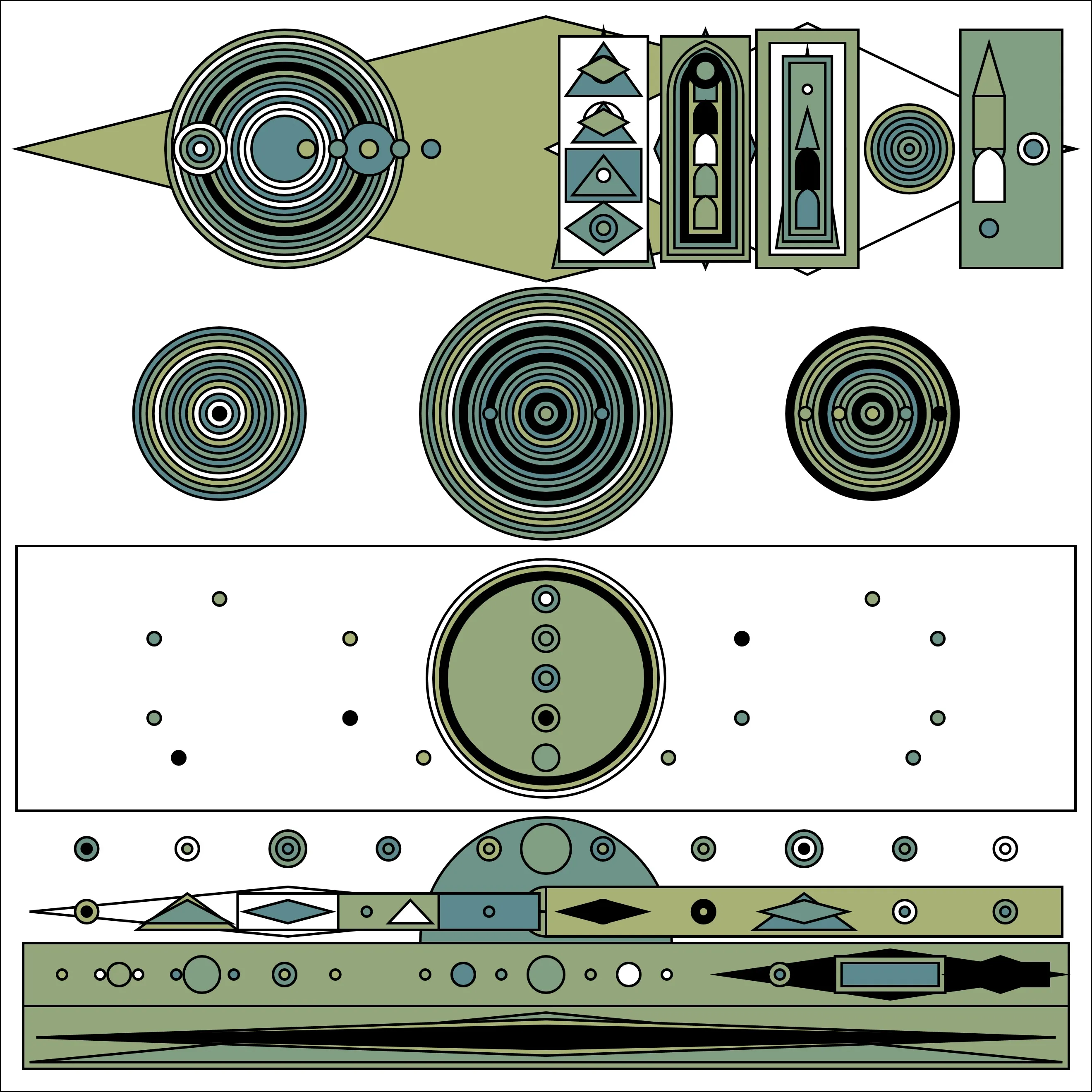 It took a minute to realize this image could be interpreted as sequential art telling a story of space exploration.

I didn’t expect Eccentrics images to tell stories. At its core, the algorithm layers geometrics shapes on top of each other to make interesting abstracts. But our minds find meaning everywhere.

The color palette was reused from the Inspirals project but didn’t make it into the ArtBlocks drop. This four-up “Stacks” layout didn’t make it either, so this is a real one-of-a-kind.

2640 x 2640 pixels.