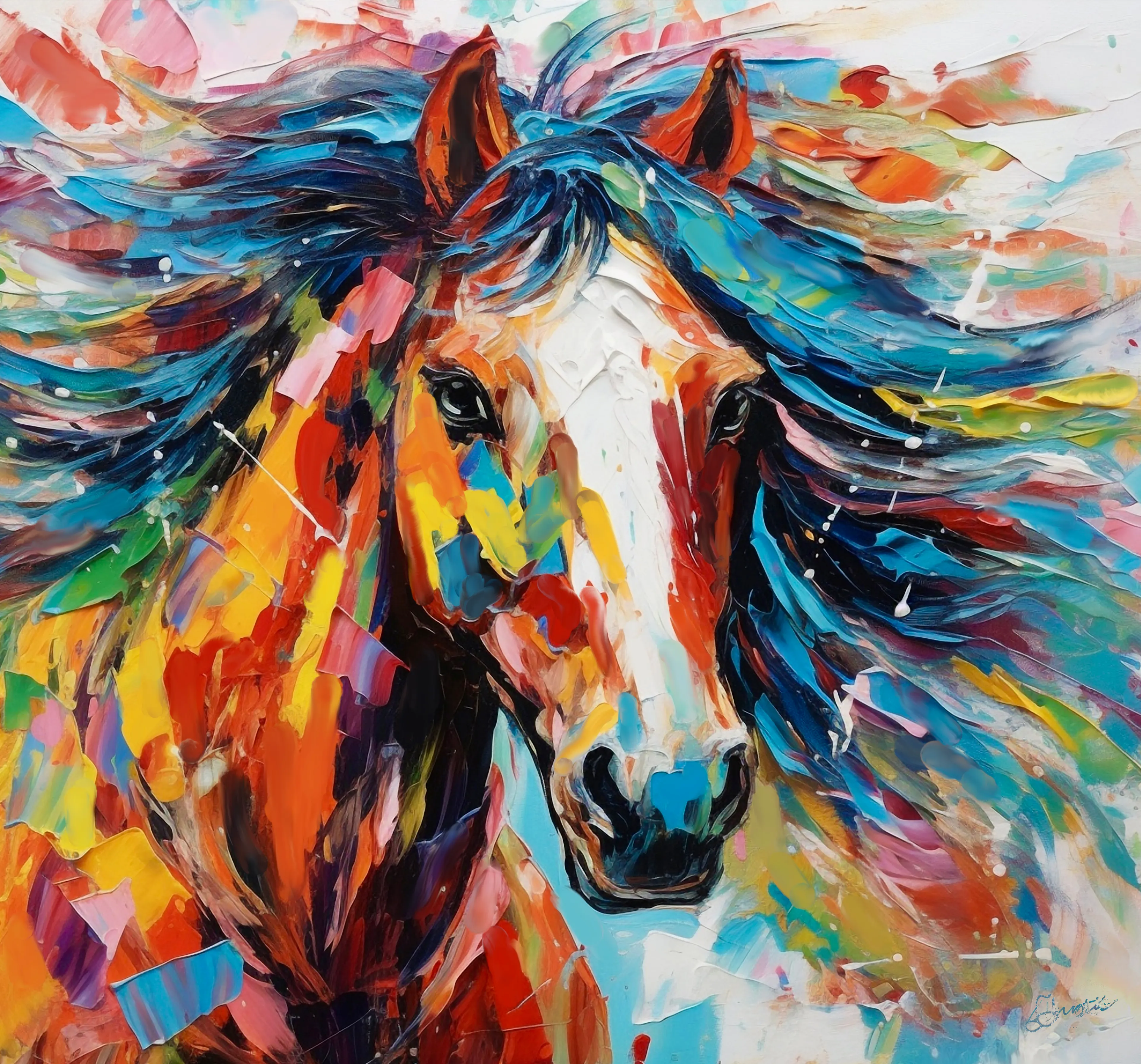 'Gallop in the Clouds' exemplifies the Painting Academy's unwavering passion for equine masterpieces. Taking cues from renowned masters, especially the iconic George Stubbs, the artwork blends detailed accuracy with artistic flair. The horse, beautifully depicted, radiates through vibrant colors and precise tones, embodying its galloping spirit. This creation not only showcases the elegance of the horse but also honors the artistic legacies we cherish. At the Painting Academy, we're not just crafting art; we're upholding an age-old tradition. 'Gallop in the Clouds' is a shining beacon of this dedication."