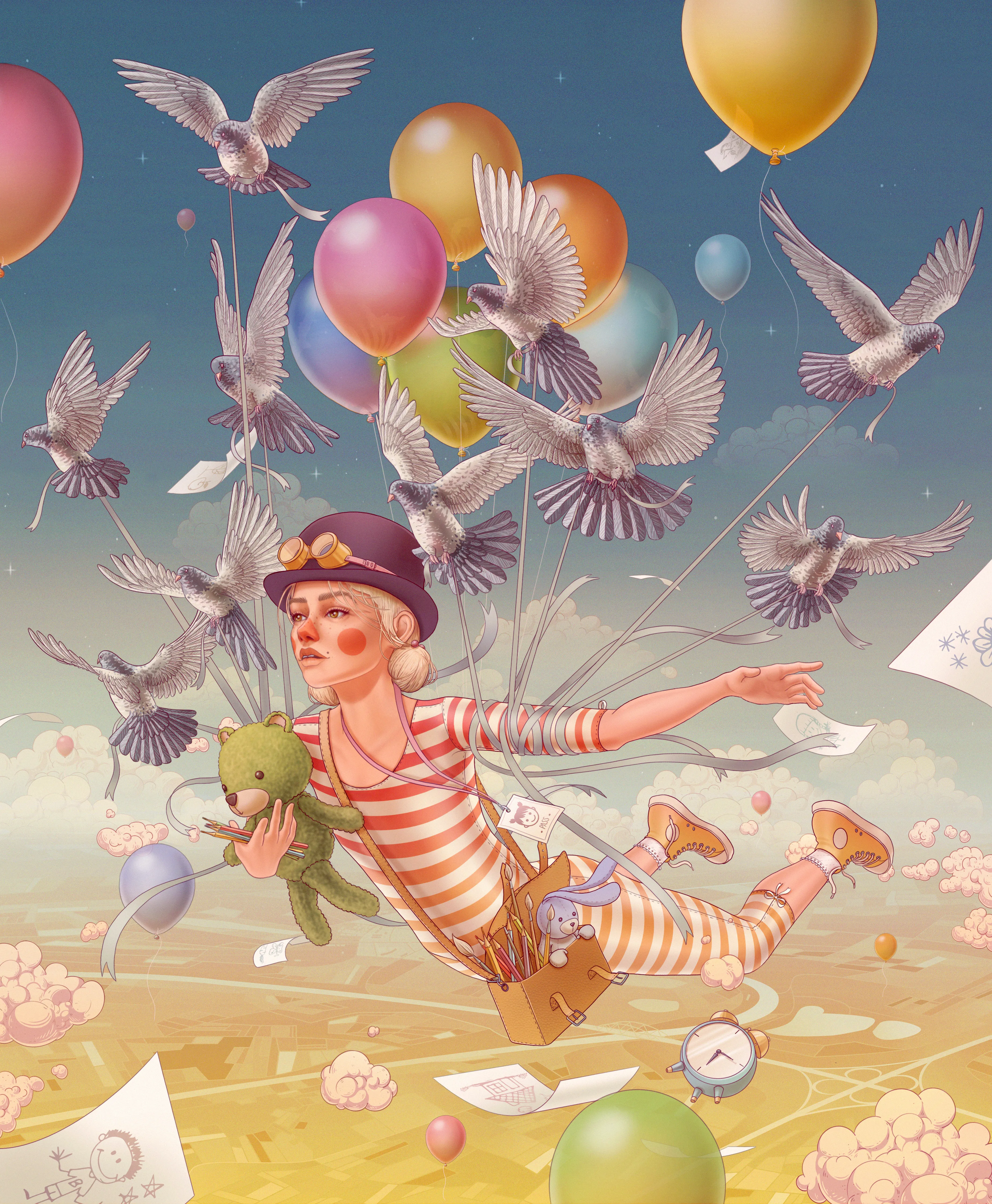 Drawing is like taking off on wings and traveling back in time to the childhood when everything seemed so wonderful and everything was waiting to be discovered. It is a carefree journey, forgetting space and time, breaking all the rules. Pure magic...  

3695x4484 px
 300 dpi