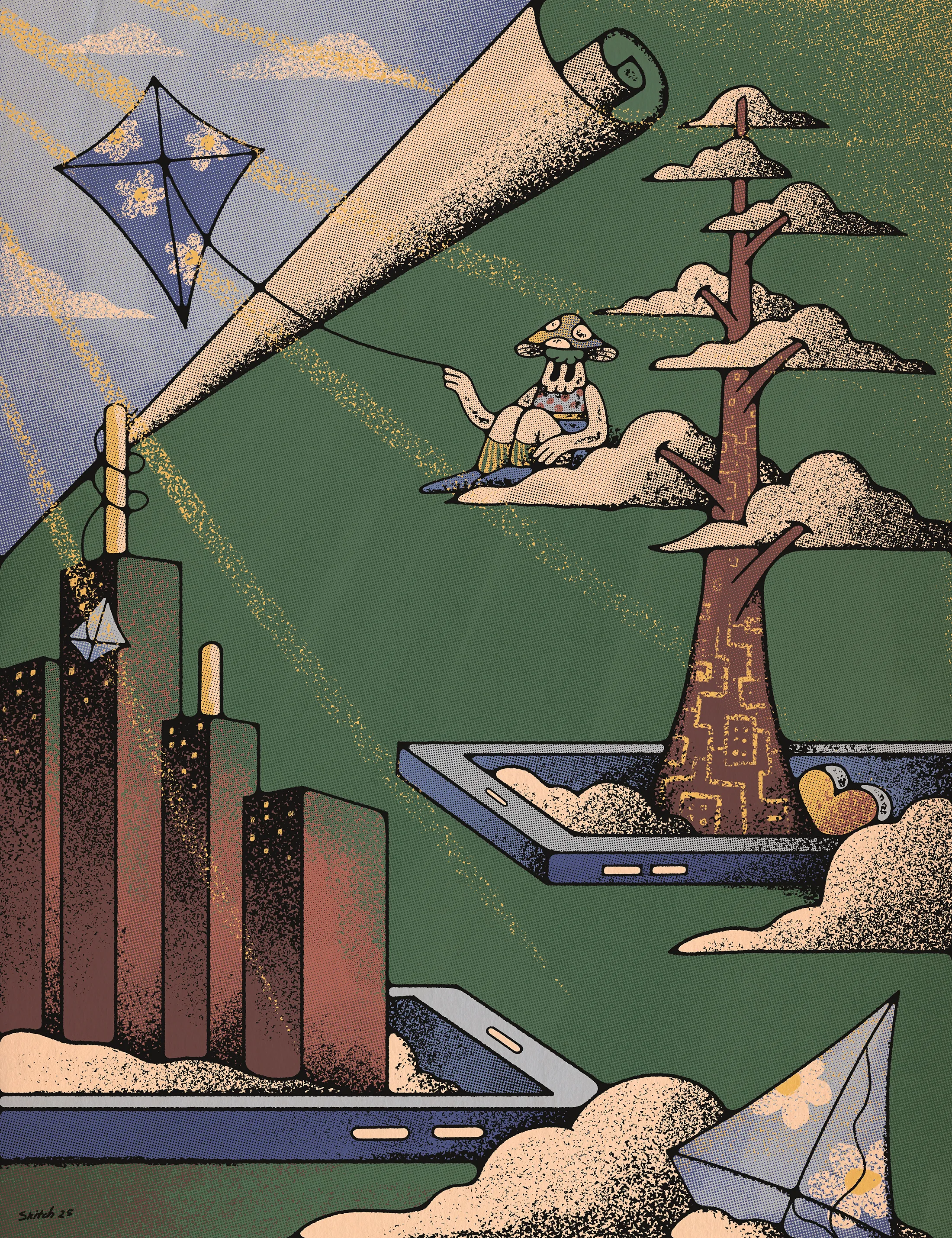 A poetic story of navigating a surreal, digitized world while holding onto nature, imagination, and freedom. They reflect modern life’s paradox: hyperconnected, yet isolated overflowing with information, yet yearning for simplicity and wonder.

Escapism | Connect To Disconnect