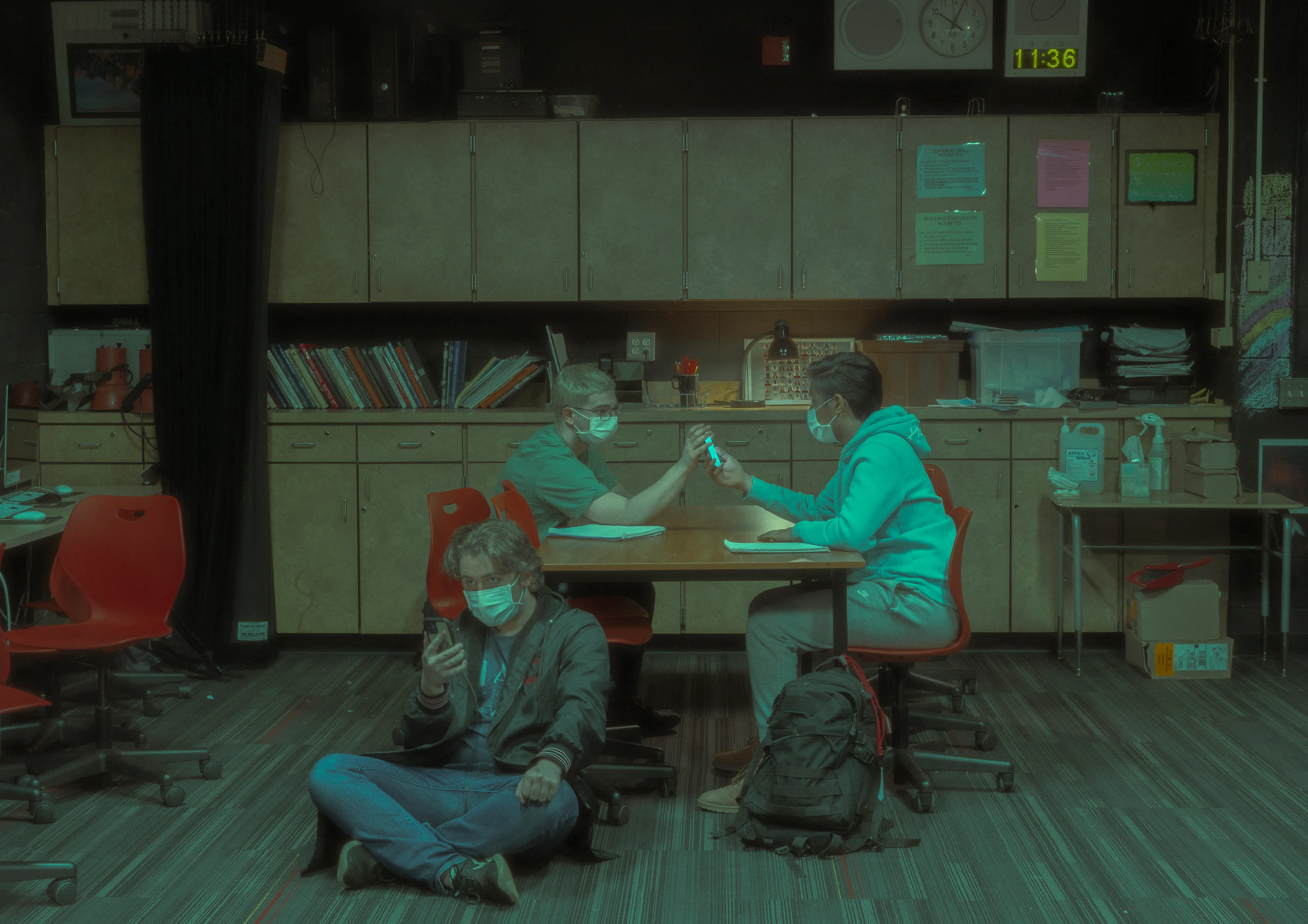 The Silent Hunt #7 Mr. Owen's Classroom by Summer Wagner

Auburn High School, January 2022. Three teenage young men on their phones while waiting for the bell. 

The Silent Hunt explores the quiet search for connection, intimacy, and ways to cope during the last two years of an international pandemic. Peering specifically into the lives of boys and men of at least three different generations, The Silent Hunt demonstrates an earnest search for belonging and duty in an increasingly atomized world. 

Edition: 1 of 1

Commissioned by Obscura
