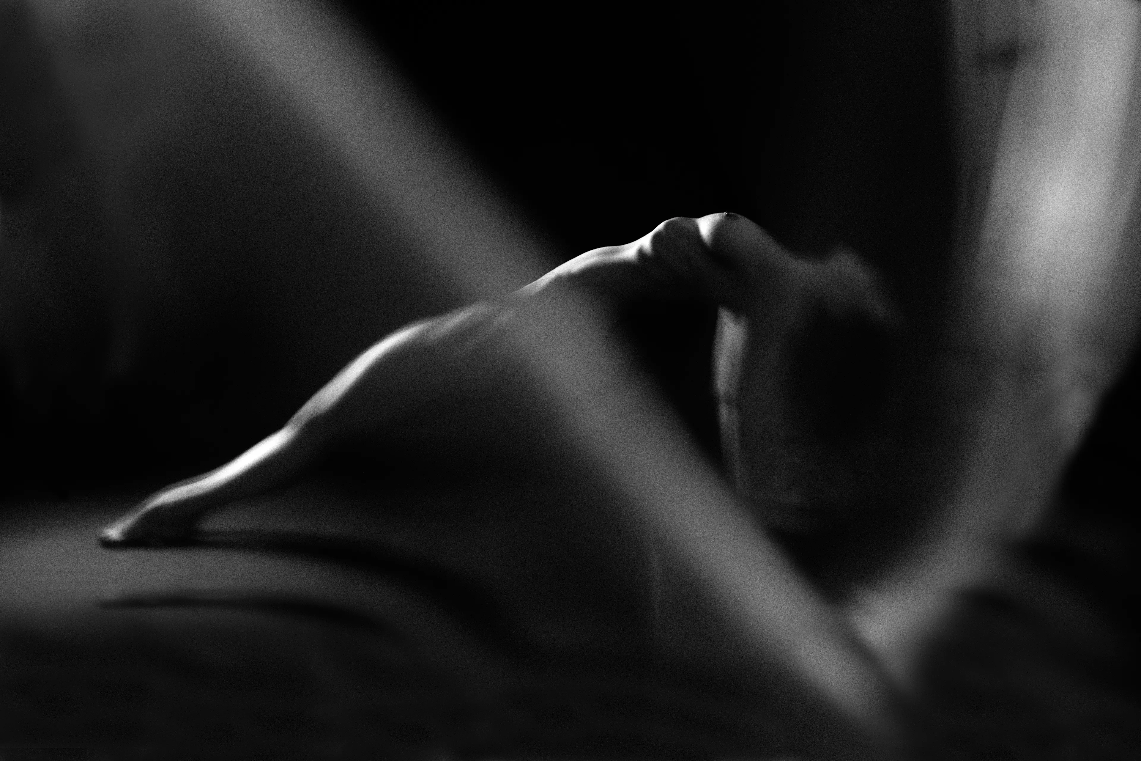 Figure Studies is a series of nude portraits that subverts the viewer’s expectations of the female form. Shot through glass, the images are distorted, even ghost-like. Though strange and unsettling, the forms remain familiar and beautiful. Light finds the bodies in the dark while holding the viewer at arm’s length, as if seen through a veil. 

Part of Caitlin Cronenberg’s Figure Studies collection. 
