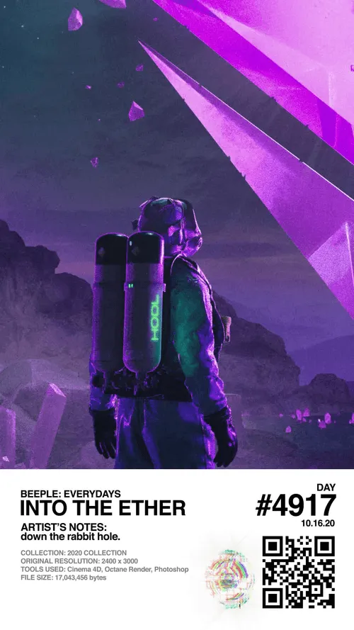 Into the Ether - Open Edition:
DAY #4917 of BEEPLE’S EVERYDAY PROJECT (10.16.20)\n
Artist notes: down the rabbit hole