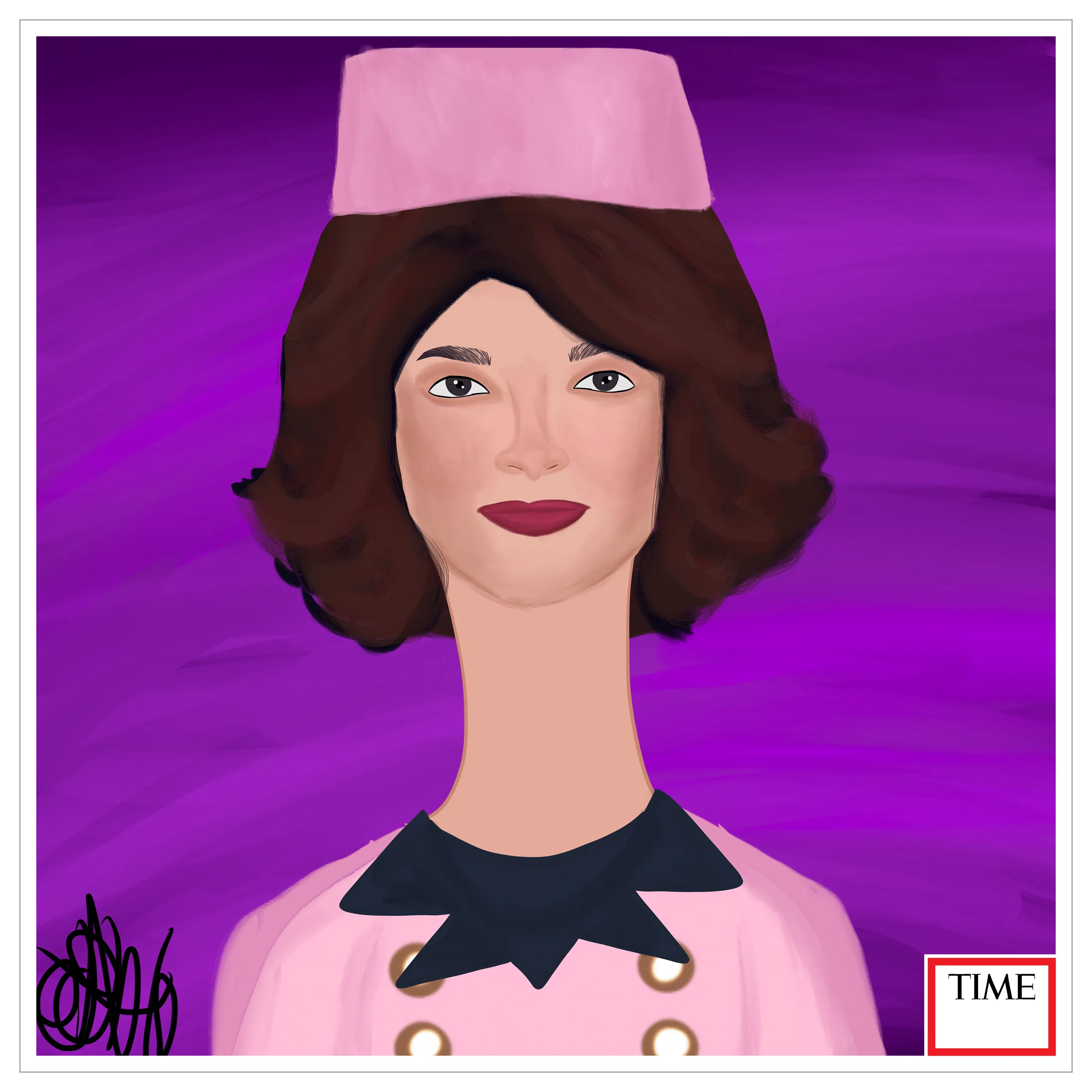 <1962>. Jacqueline Kennedy by Nyla Hayes.

https://time.com/5793609/jacqueline-kennedy-100-women-of-the-year/