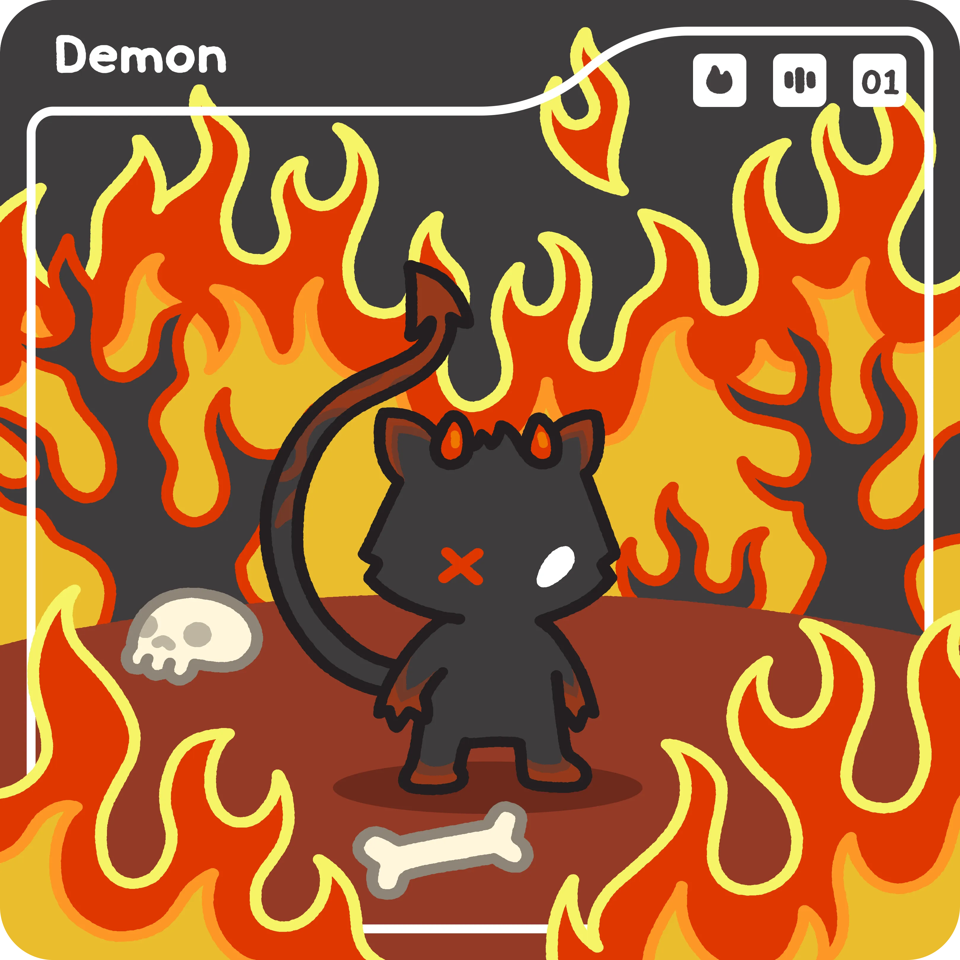 Bones is your mischievous phantom companion, part of the exclusive first edition SideKX release on the Ethereum blockchain. This character features a shadowy aesthetic with a ghostly twist, primarily cloaked in black with a striking purple cloak for added vibrancy. His most distinctive trait is his tail, which takes the form of a spectral hand, capable of wielding weapons and executing playful pranks with finesse. Bones possesses a cunning mind and aids Kira in crafting and executing clever plans, all while delighting in practical jokes and mischief-making that will keep you on your toes.. or tails.