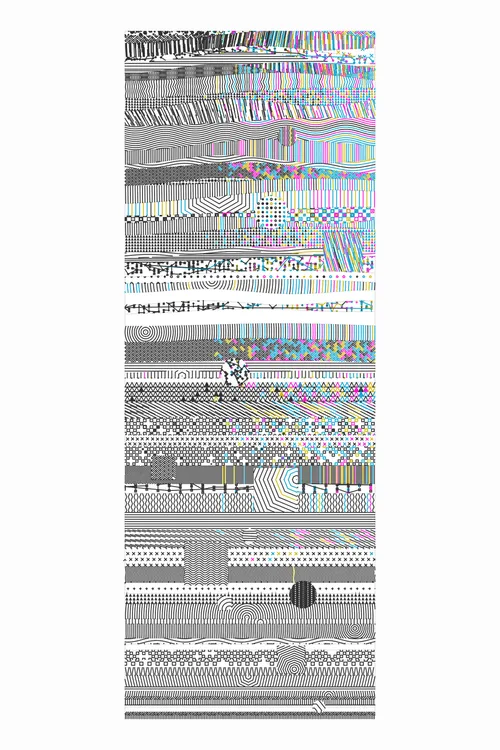 James Merrill’s “Chaos Blocks” drawings explore the tension between order and chaos. Each drawing in the series is reminiscent of a geological drawing, and we see them created on the screen as each layer draws on top of the next. After the layers are created, each is filled with an unexpected, vibrant pattern. James is reacting against the inhuman perfection that often characterizes visual art created through machines. With this focus, his work has a strong relationship to many of the first plotter drawings created in the 1960s that explored randomness to circumvent precision. James amplifies this further with his library of dense and meticulous patterns.

“Chaos Blocks” is a software NFT, but the first collector of each edition will receive the corresponding plotter drawing shipped directly from the artist’s studio. Each software NFT includes millions of other images beyond the primary image for each edition. The software NFT and the plotter drawing aren’t linked together; the NFT can continue to be collected on a secondary market without the drawing. Click on the artwork or press the enter/return key to generate a new image with a different random seed value.

The image you see on the main artwork page on Feral File is the plotter drawing for the artist-proof (AP). Compare this image of the drawing to the corresponding software version of the AP to see how the software image and the plotted drawing are related. Because the artists are using a range of papers and inks, the software and physical drawings are delightfully different.  

The “Chaos Blocks” drawings are 45.7 × 61 cm (18 × 24 inches) on Strathmore Bristol 400. They are drawn with Staedtler Triplus Fineliner pens.