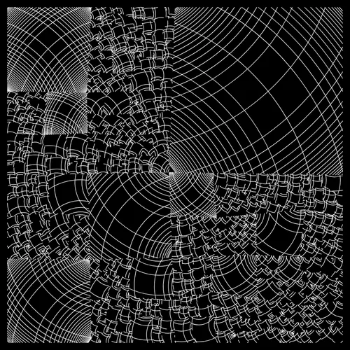 Julien Gachadoat’s “Umwelt” relies on the combination of a subdivision algorithm and a curved-line-drawing algorithm to produce a set of minimalist compositions. Each image in the series is the result of partitioning a square into a series of smaller areas and then filling those areas with a dense group of curved lines. The spacing of these lines, their orientation, and their precise curvature are defined by harmonic functions that create rhythms within a spatial geometric melody.<br/>“Umwelt” is a software NFT, but the first collector of each edition will receive the corresponding plotter drawing shipped directly from the artist’s studio. Each software NFT includes millions of other images beyond the primary image for each edition. The software NFT and the plotter drawing aren’t linked together; the NFT can continue to be collected on a secondary market without the drawing. Click on the artwork or press the spacebar to generate a new image with a different random seed value.<br/>The image you see on the main artwork page on Feral File is the plotter drawing for the artist-proof (AP). Compare this image of the drawing to the corresponding software version of the AP to see how the software image and the plotted drawing are related. Because the artists are using a range of papers and inks, the software and physical drawings are delightfully different.  <br/>The “Umwelt” drawings are 42 × 29.7 cm (16.5 × 11.7 inches) on Fedrigoni Sirio White 700 gsm or Fedrigoni Sirio Ultra Black 680 gsm paper. They are drawn with Rotring Isograph Black 0.2 to 0.6 mm or Uni-Ball Signo White pens.