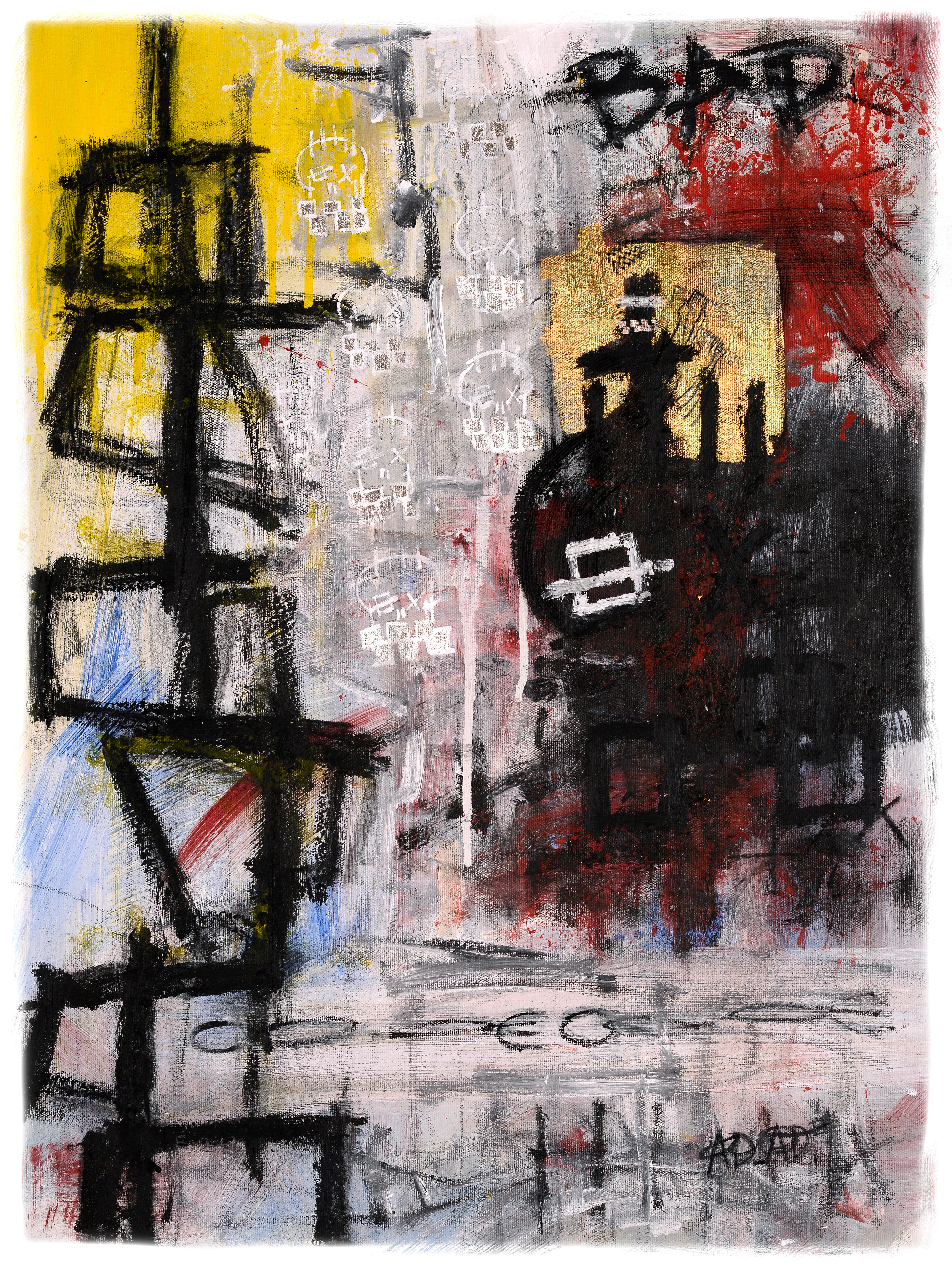 BAD 

Acrylic, Oil, Oil Stick, Graphite, Charcoal, Sand, Silver, and 24k Gold on Canvas, 2023 || Digitally Retouched, 2023

JPEG || 5234 x 6969px
