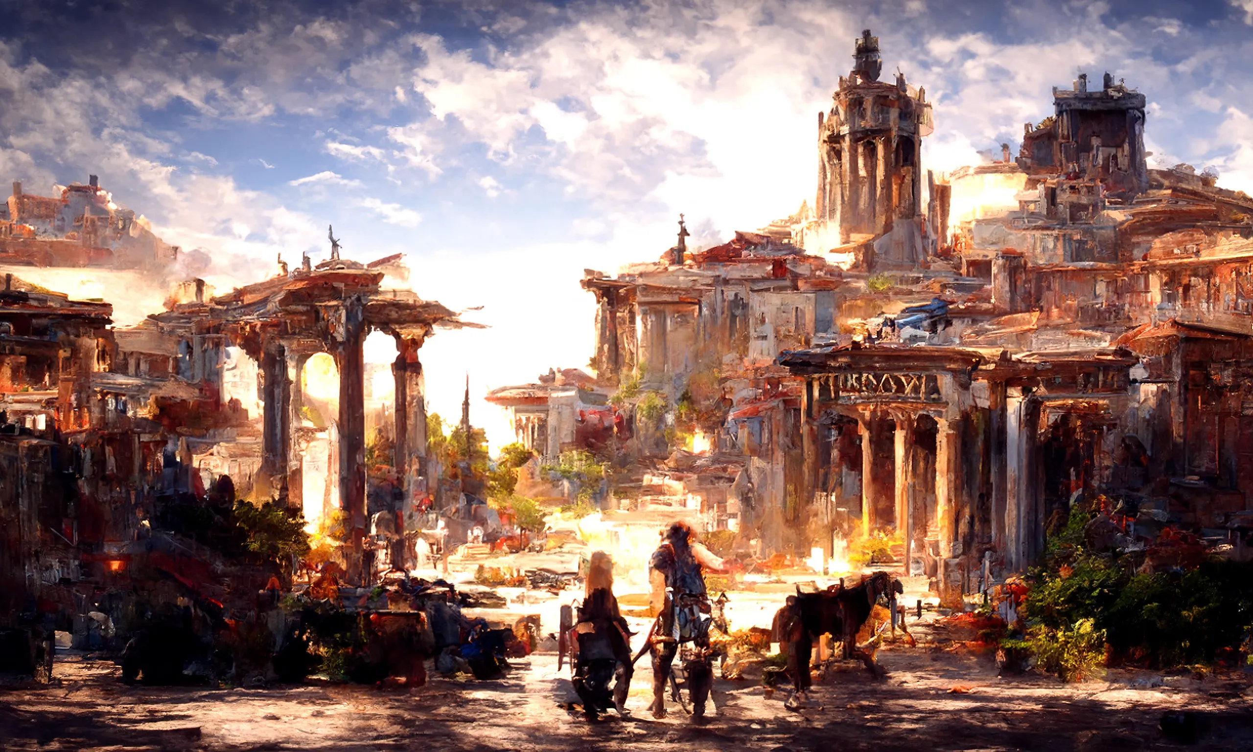 "Dusk" explores the beauty of historical and mythical civilizations that have dominated the world for millennia and then suddenly disappeared. From dawn to dusk.
These highly curated generative AI artworks invite the viewer into a world of discovery between reality and legends. 