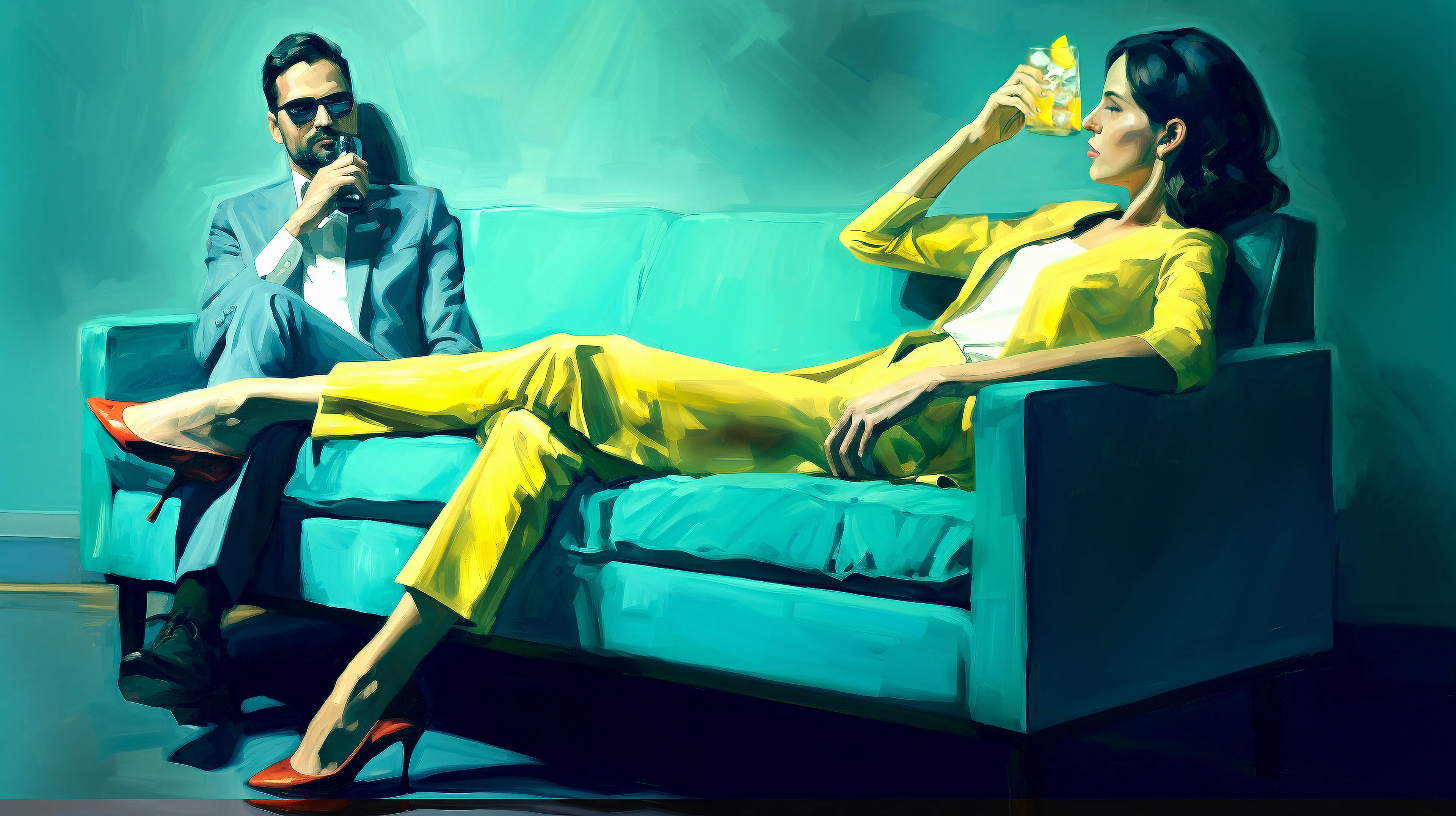 Another in a small series of couples on couches in various attitudes.

AI with editing

10192 x 5712 pixels, 300 ppi, 16.2 MB, jpeg