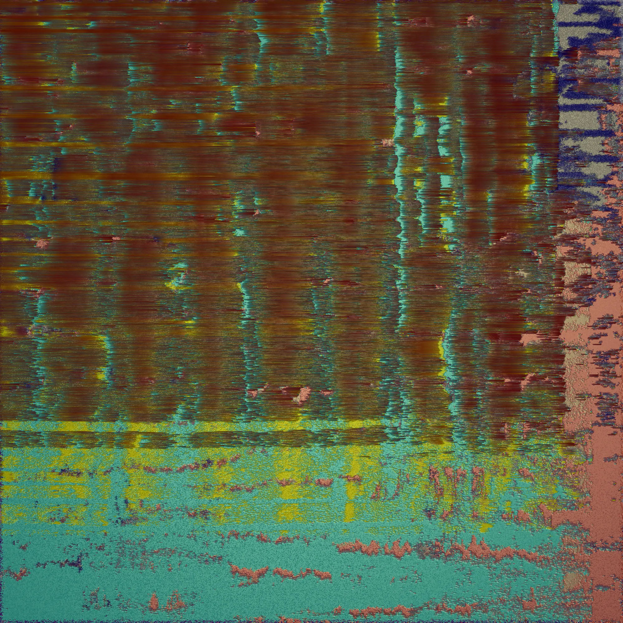 *Sometimes, I wish I could see things as though I had never seen them before.*

**SINE** is a comprehensive exploration of one ostensibly simple function - sinθ: distorted, mangled, modulated, folded, blended and employed in unconventional ways to generate layers of textured formations that are not evidently organic or geometric. When agitated with feedback, the sinusoidal wave exhibits complex characteristics in a narrow-band region of interest between periodic symmetry and randomness. The algorithm persists with a tendency to approach a limit between these states for compelling features and visual tension. Non-sinusoidal embellishments are deliberately avoided for an unadulterated expression of the functions manifestations, highlighting the variety that emerges from its repetitive manipulation.

Beauty of the elementary can be inconspicuous. The outputs represent a discovery and accentuation of what is latent in the ubiquitous. Cracks in weathered walls, the depth of colour in rusted metal, undulations on the surface of rocks, irregularities of splintered wood or the uneven discolouration of an old shirt. Perhaps the yearning to be awed is served by a scrutiny of this trigonometric function, a specimen of the little things that have infinitely complex details, but are seldom appreciated. 

More information: [https://www.shaunaq.com/SINE](https://www.shaunaq.com/SINE)

Dedicated to my friend DR, who sees magnificence in the mundane.