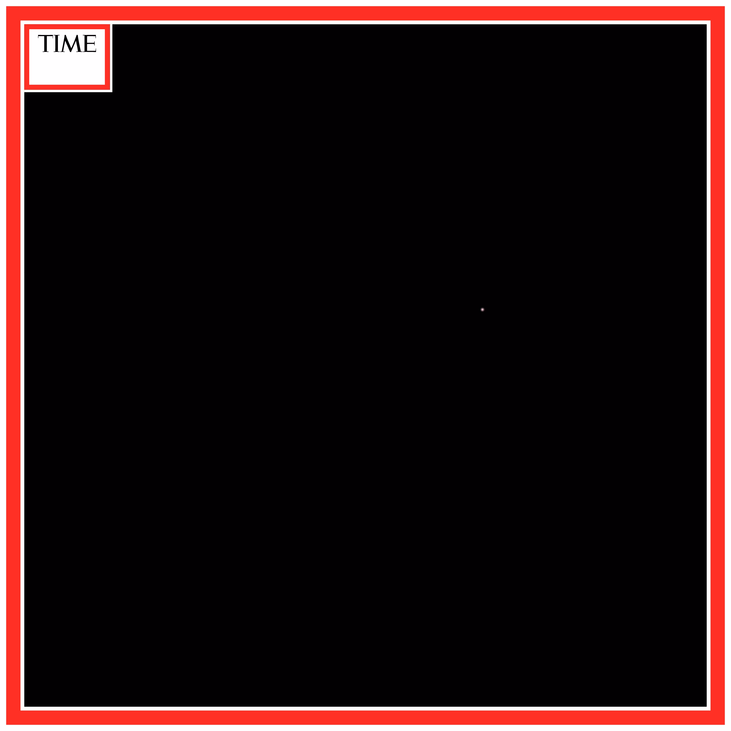 Addie Wagenknecht. I chose to make this piece a massive black canvas with a single dot which can be read as a light at the end of a tunnel, or a single person standing in a dark space, a single star in the night sky and/or a single glimmer of hope.. I chose to make this specifically abstract because the concept of a ‘good future’ is broad and yet specific to each of us.