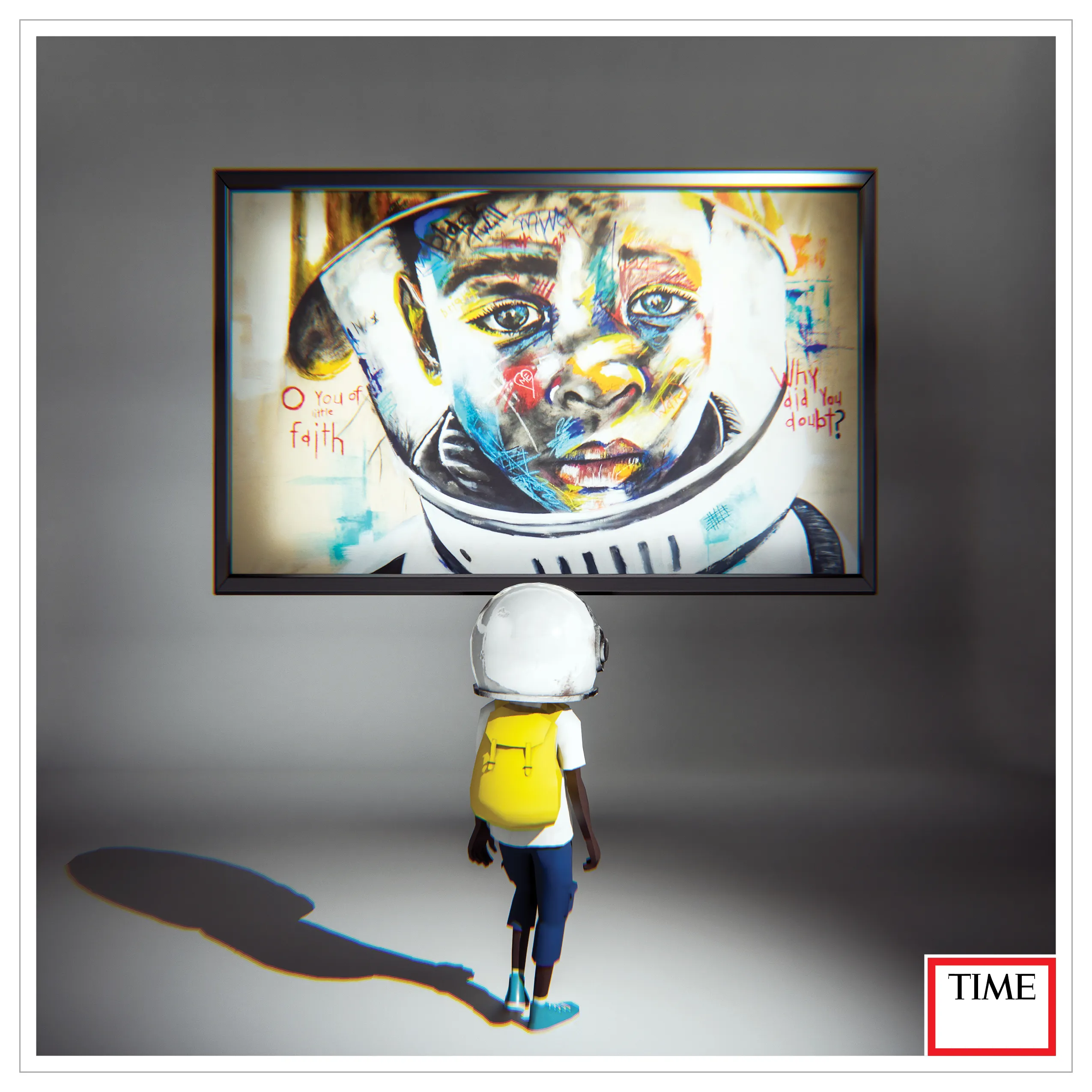Micah Johnson. Micah is a self-taught figurative artist who uses strong gestural lines combined with loose brush
strokes to create dramatic portraits primarily featuring African-American children. These
subjects, which are often inspired by his young nephews, began appearing in Micah’s work ever
since he overheard his 4-year old nephew ask, “can astronauts be black?”.
After seeing the overwhelming response to his paintings, Micah realized he needed to expand
this message to reach a broader demographic and he created an animated character named
Aku. What sets Aku apart is his freedom and confidence, his openness to people of all kinds of people and, his desire to help.