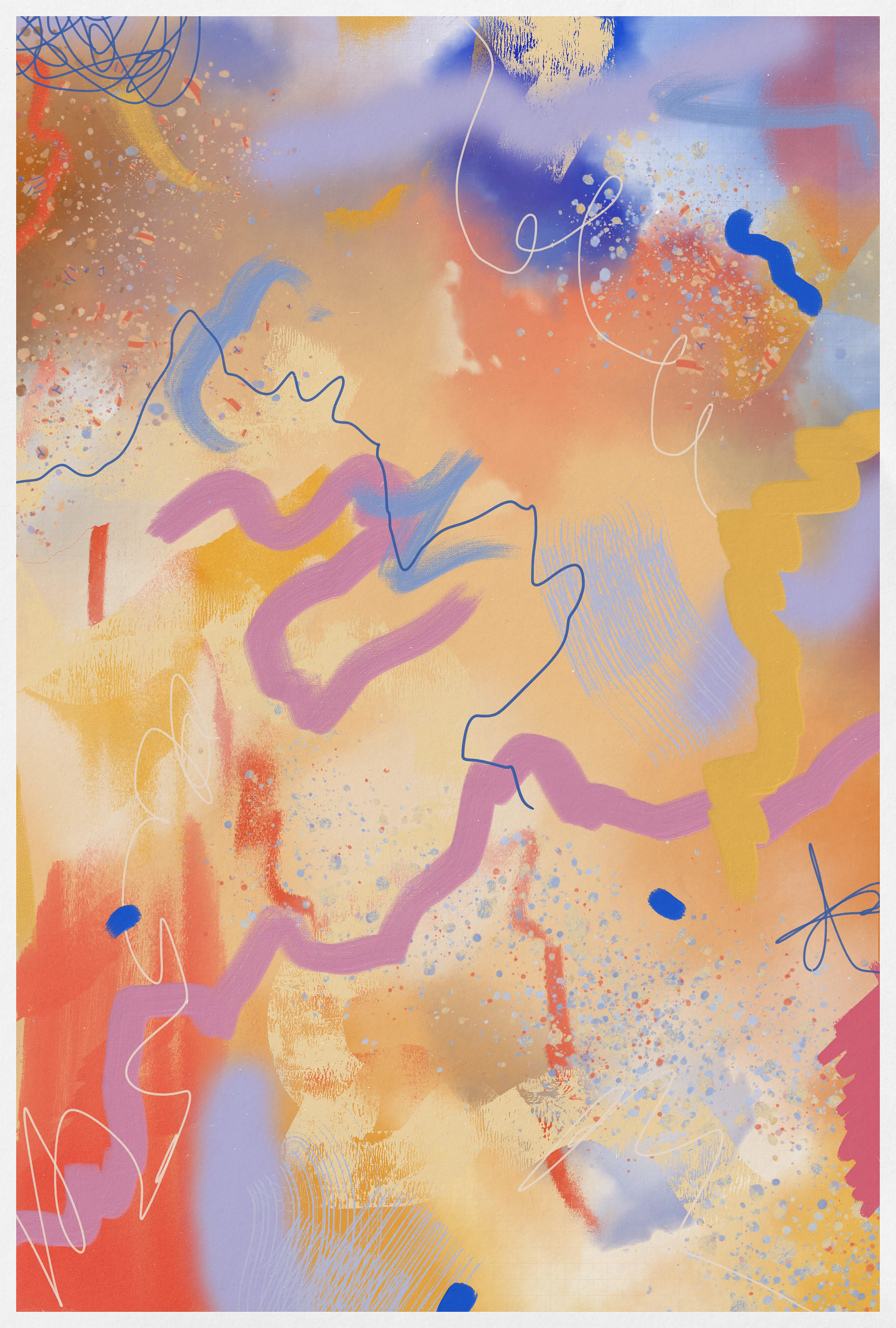 Part of a series of six interconnecting digital canvases exploring the feeling and expression of joy.

Medium  
Digital acrylic, oil, graphite on canvas

Dimensions  
4152px  x  6150px

Resolution  
300DPI