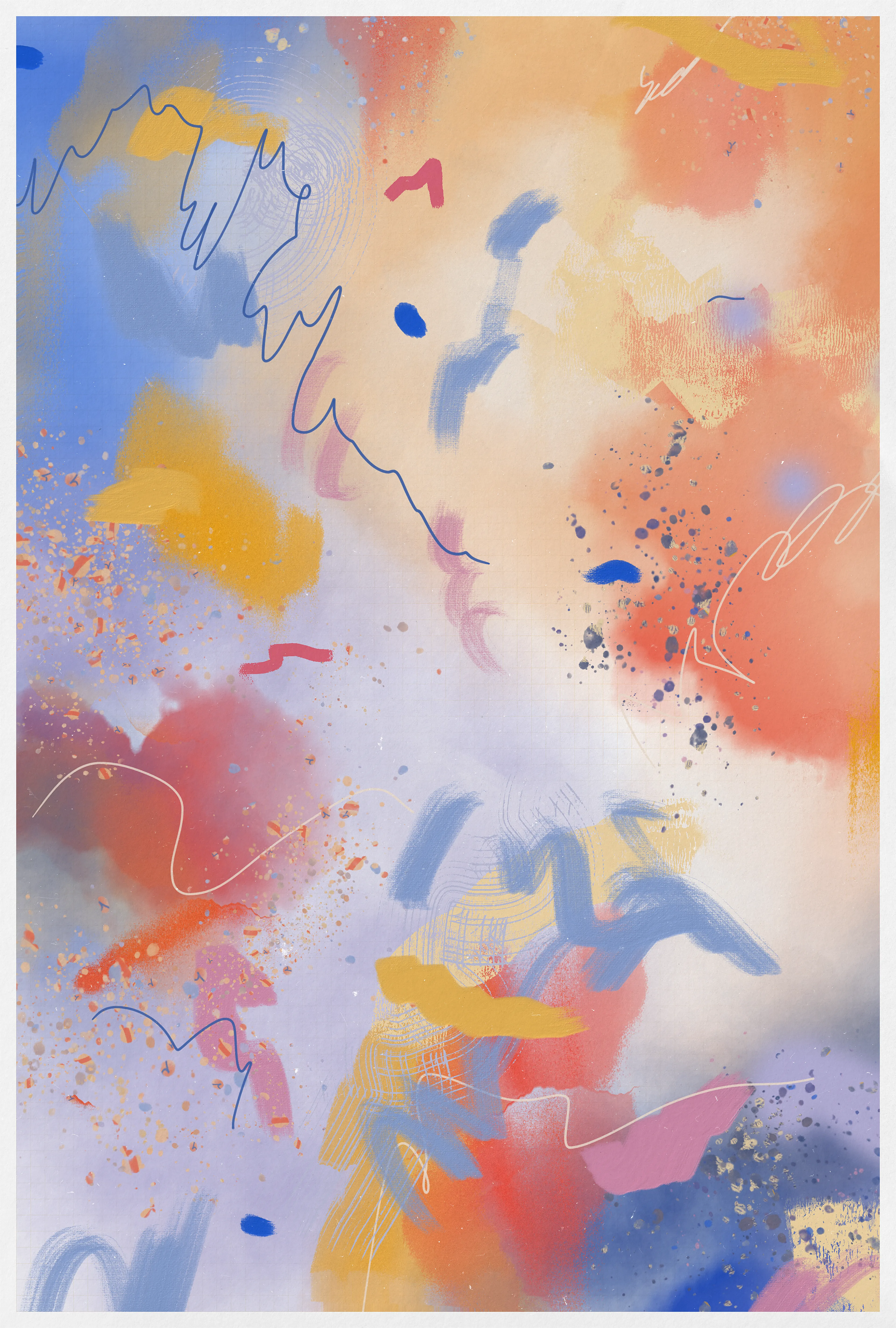 Part of a series of six interconnecting digital canvases exploring the feeling and expression of joy.

Medium  
Digital acrylic, oil, graphite on canvas

Dimensions  
4152px  x  6150px

Resolution  
300DPI