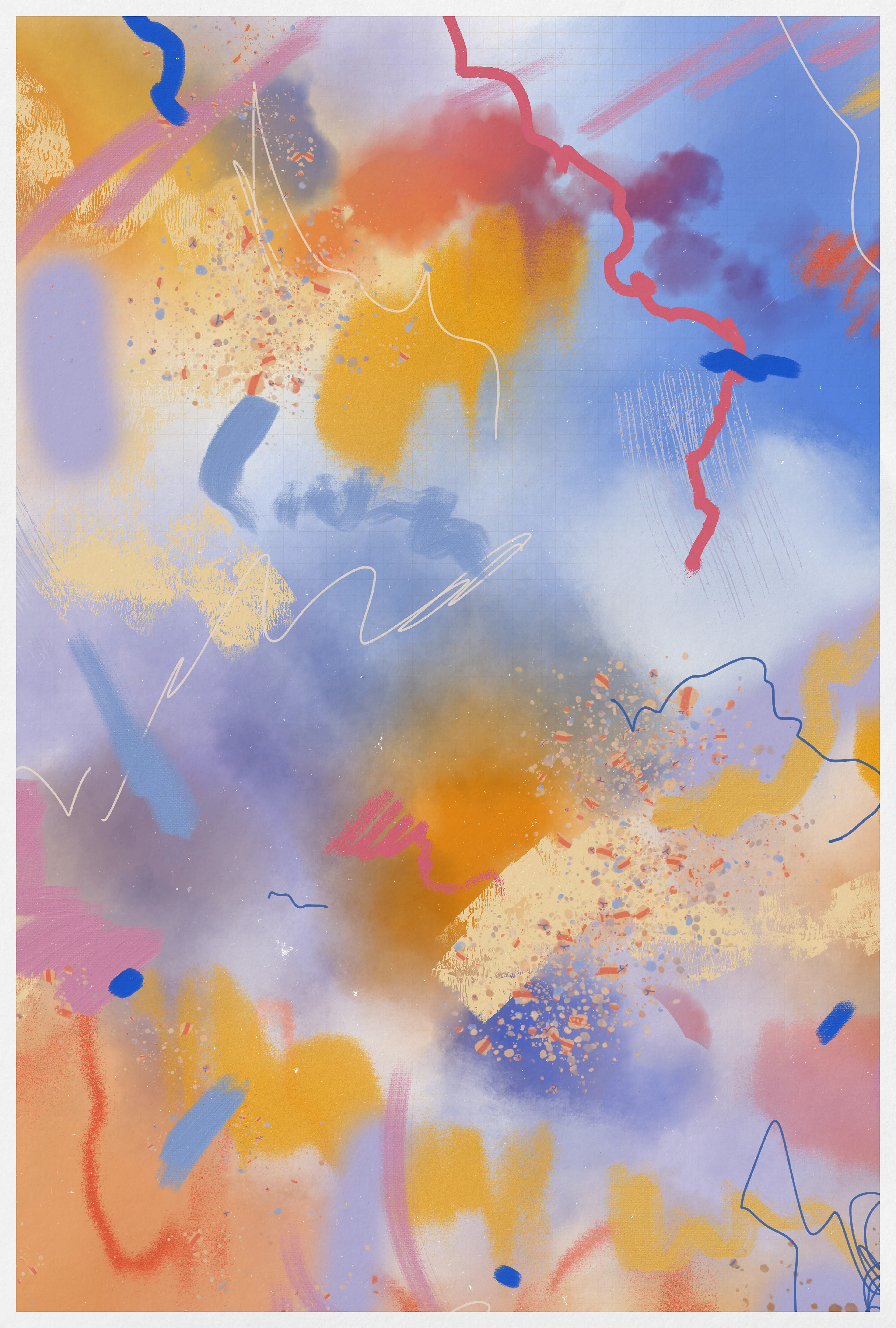 Part of a series of six interconnecting digital canvases exploring the feeling and expression of joy.

Medium  
Digital acrylic, oil, graphite on canvas

Dimensions  
4152px  x  6150px

Resolution  
300DPI