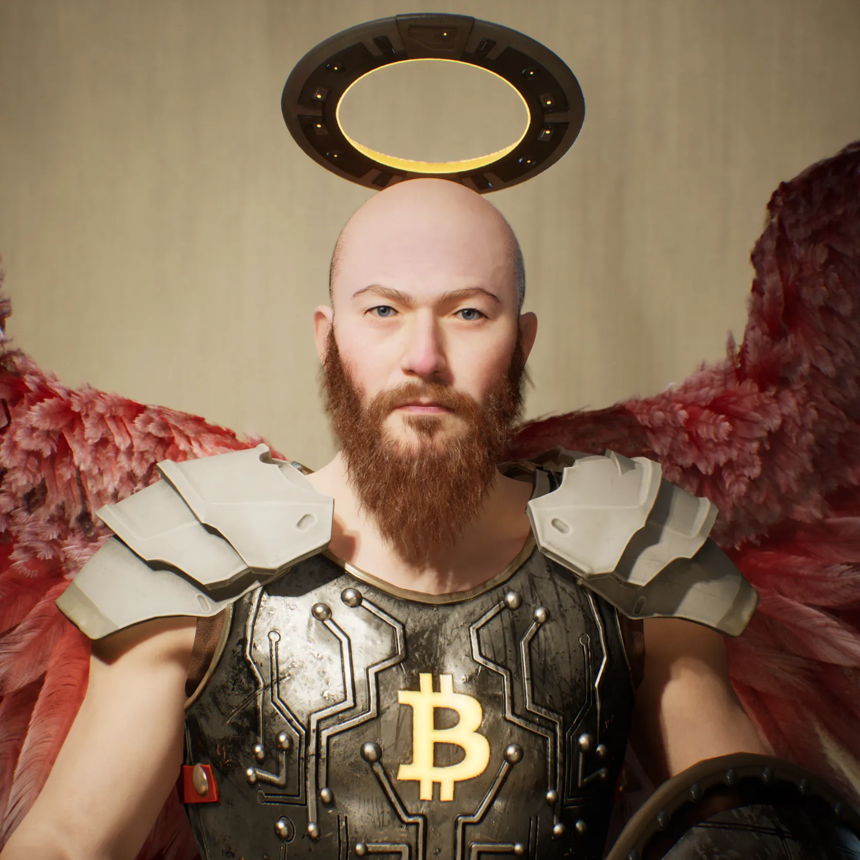Once upon a time, many eons ago, an Archangel abandoned Heaven. He donned plain tan robes, concealed his wings with a glamour, looped an axe through his belt, and just walked out. His leaving caused outrage among the Powers, and he was sought across the Worlds by his brethren in the Light for many ages, but he could not be found. Now he has been all but forgotten, save for those few loyal servants who still pray for his return. 

Even had he explained, it is doubtful the other Archangels would have understood Raguel’s reason for leaving. In truth, he had become uneasy about the power his kind wielded, mistrustful of their supposed wisdom, disturbed by their sometimes-dismissive attitude to mortals. He wanted to experience the Worlds over which they reigned, to know their peoples, to understand different perspectives and worldviews. So now he travels the Multiverse as a mortal, seeking different types of wisdom with a quiet humility.  

But he is not alone. Long ago upon his travels he acquired a faithful companion: Silens the Lynx, who walks by his side. Among the Worlds, the pair travel, speaking little, listening much. Maybe, if the prophecies are true, there will come a day of crisis, when the Powers of the Dark rise, and the last battle will be fought. Perhaps then the prodigal Archangel will uncloak his wings and be reconciled with Heaven and stand once more with his brothers against the enemy.
