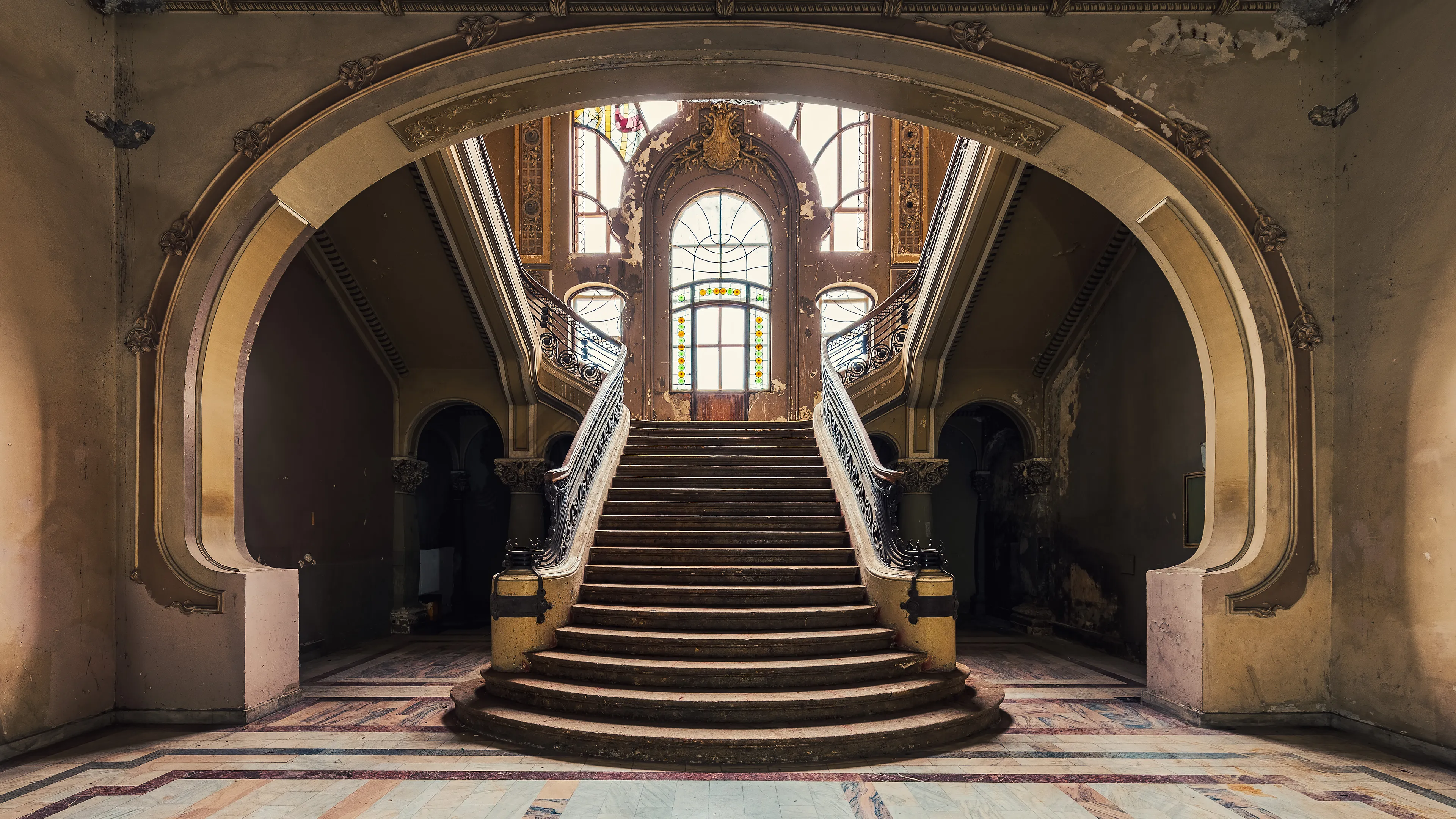 This staircase once led to something grand.
Now it leads to stillness —
and the echo of footsteps that no longer fall.